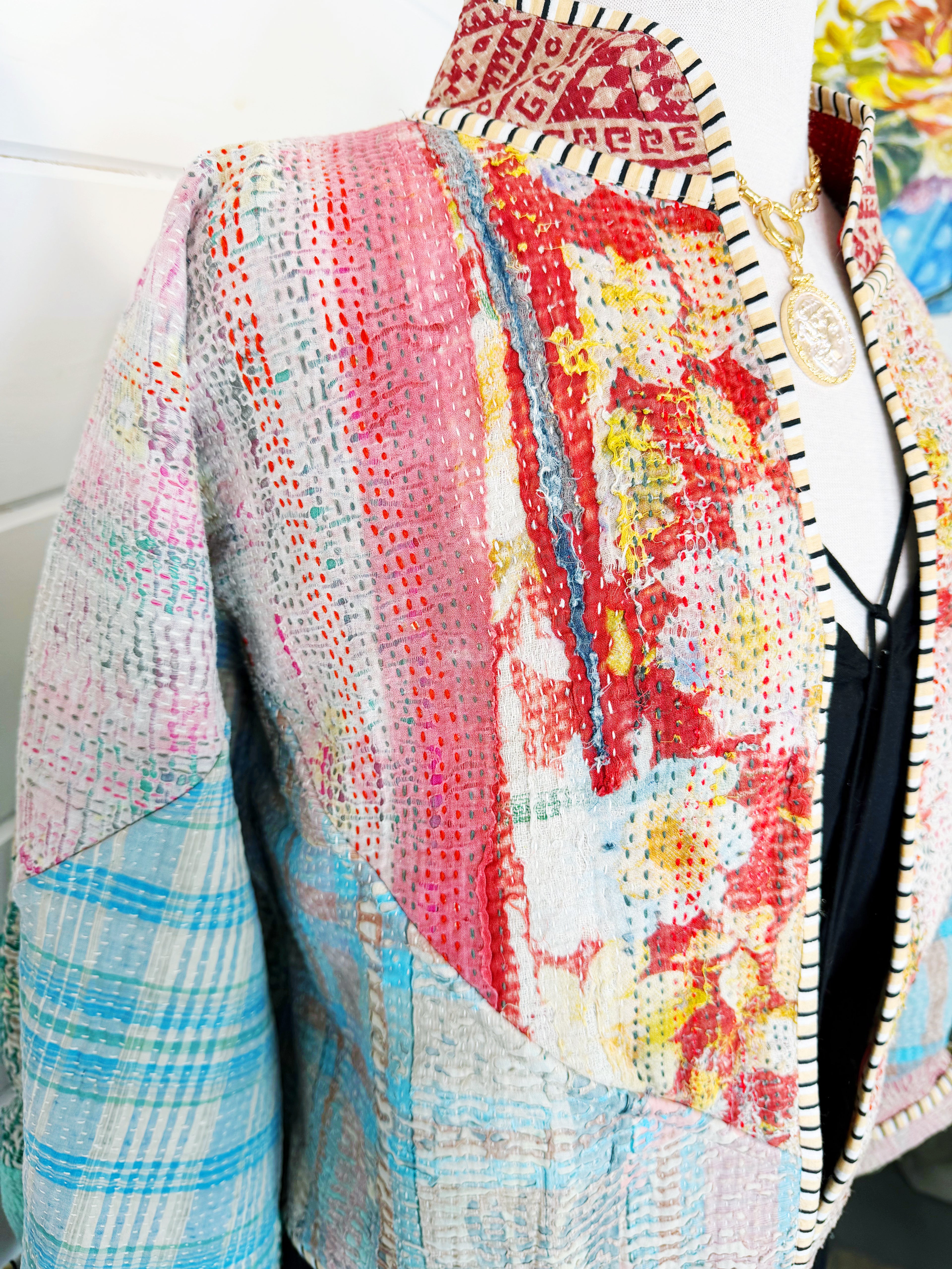 Patchwork Kantha Jacket – Quilted Reversible Blanket Coat