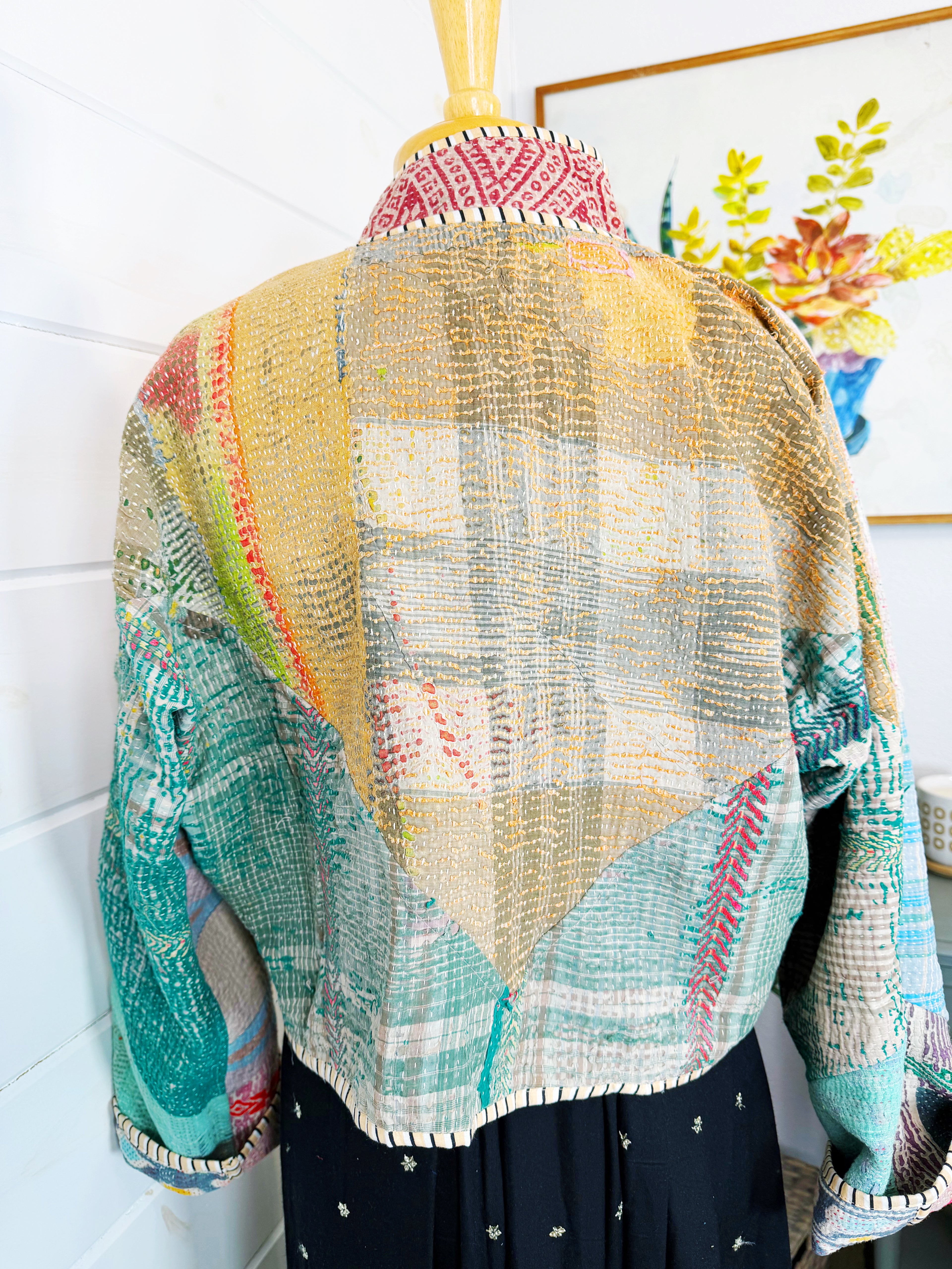 Patchwork Kantha Jacket – Quilted Reversible Blanket Coat