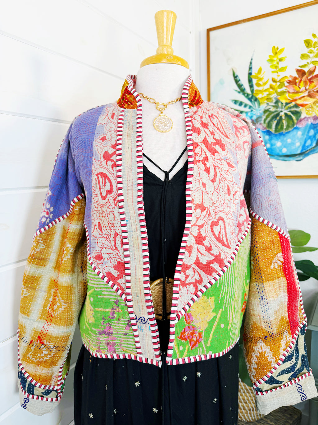 Patchwork Kantha Jacket – Quilted Reversible Blanket Coat