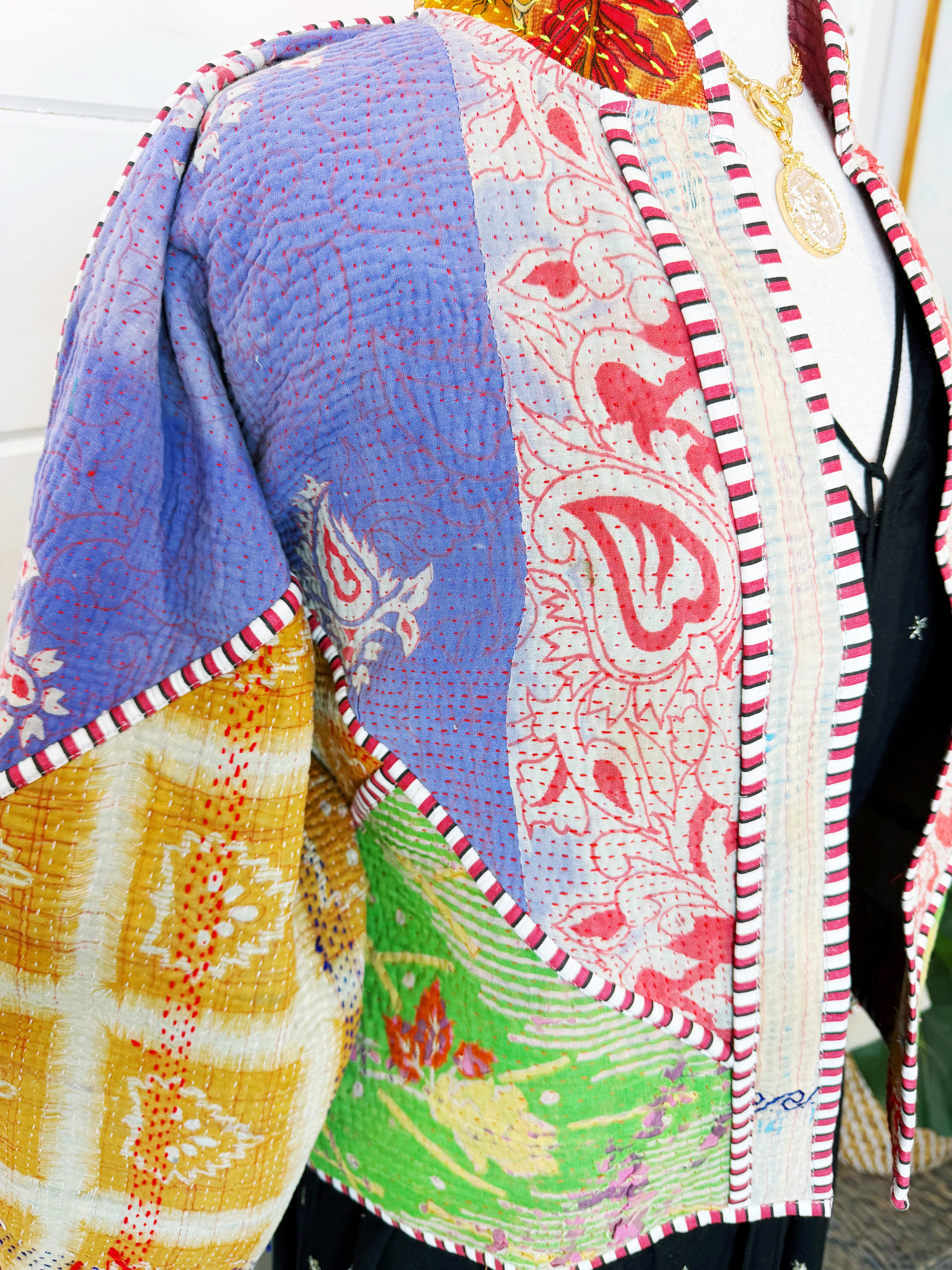 Patchwork Kantha Jacket – Quilted Reversible Blanket Coat