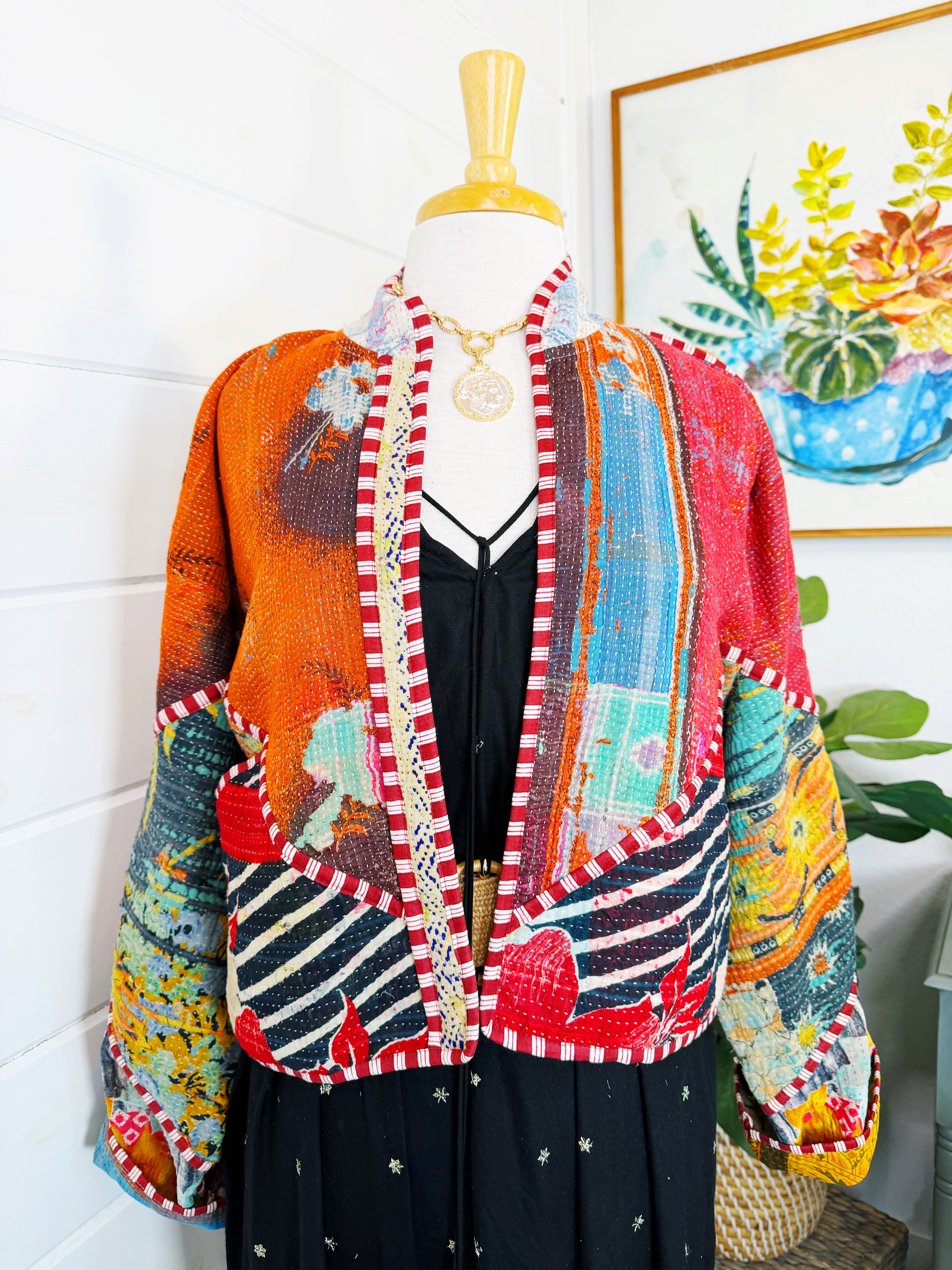 Patchwork Kantha Jacket – Quilted Reversible Blanket Coat