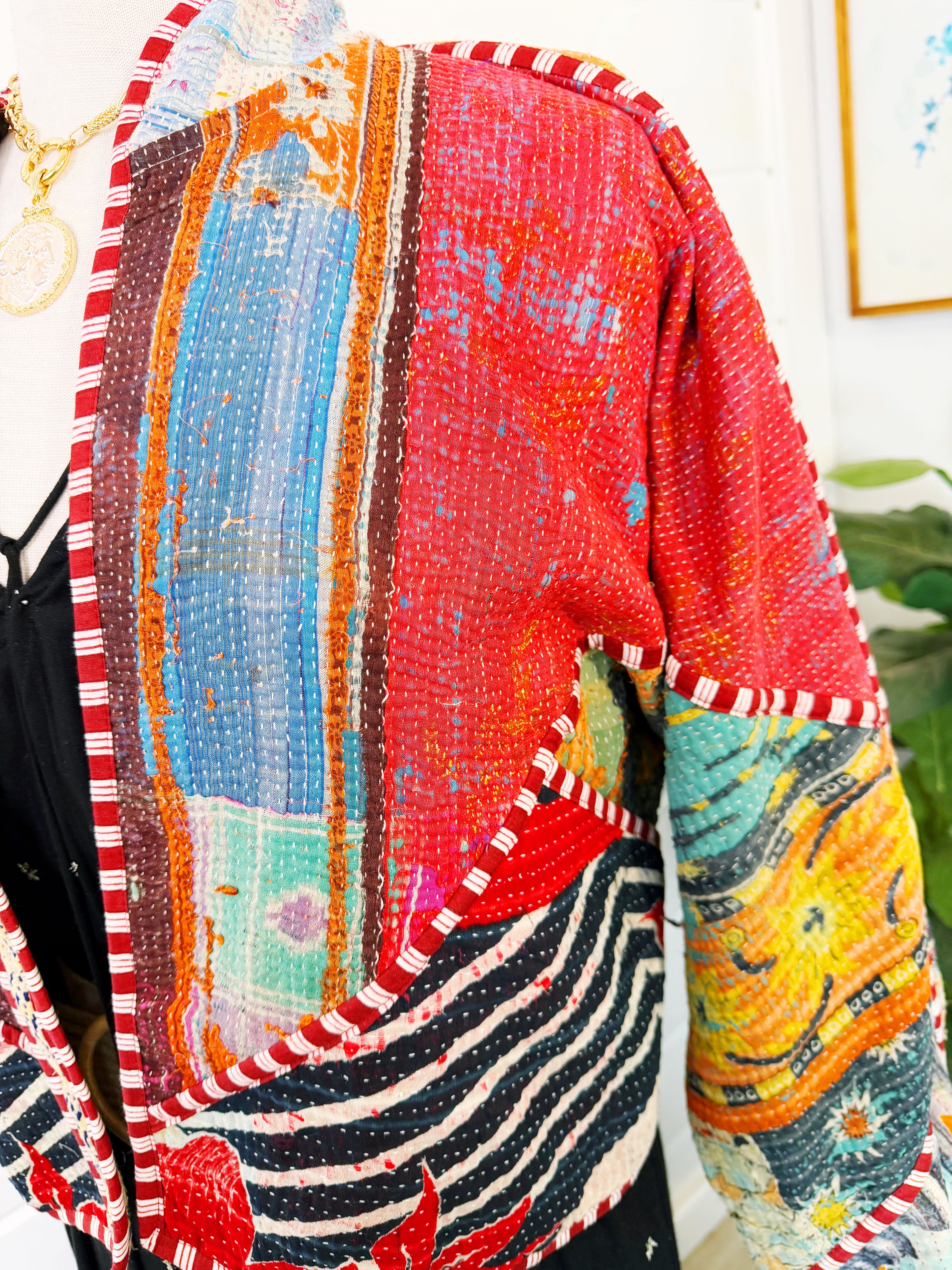 Patchwork Kantha Jacket – Quilted Reversible Blanket Coat