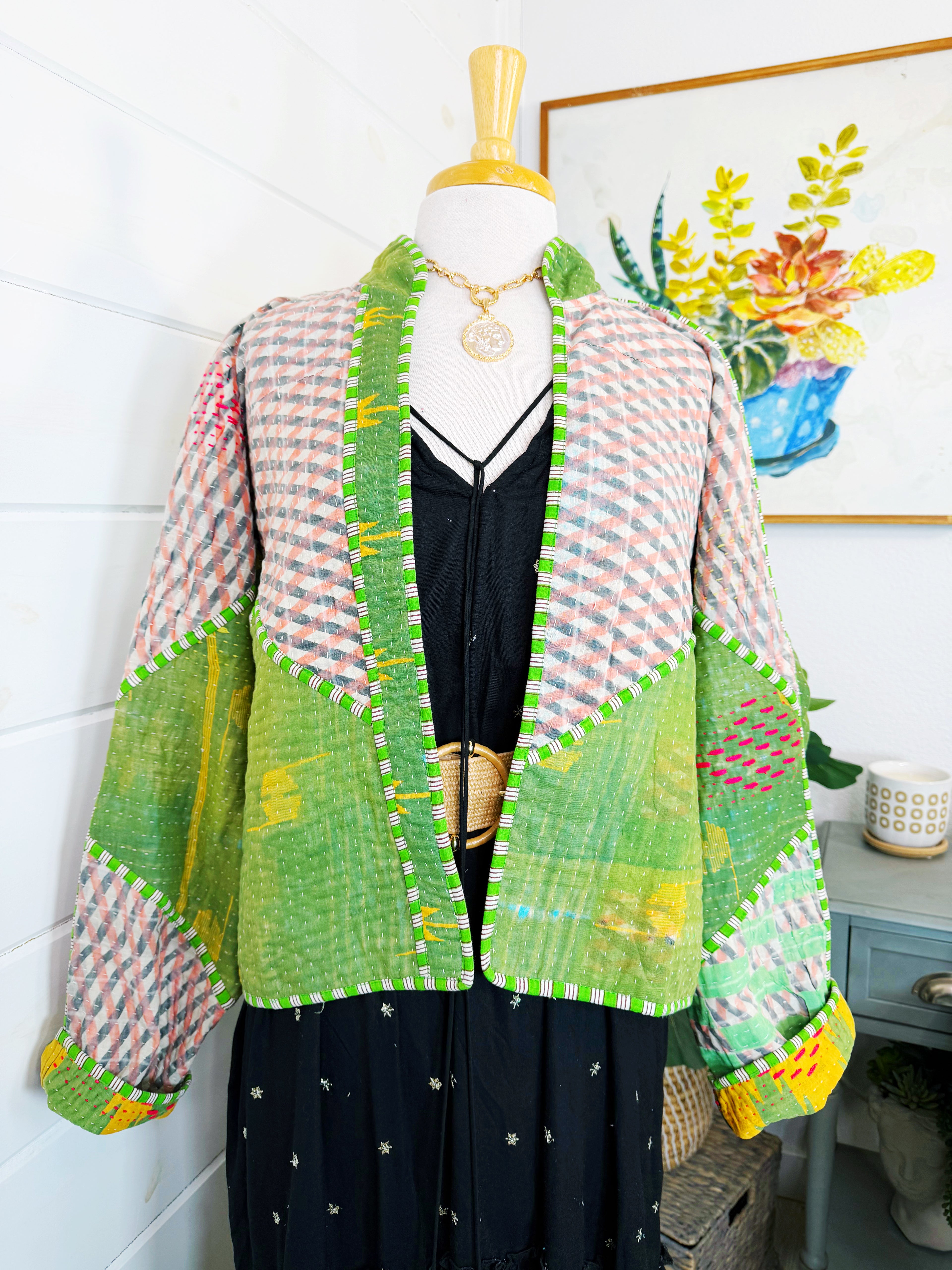 Patchwork Kantha Jacket – Quilted Reversible Blanket Coat