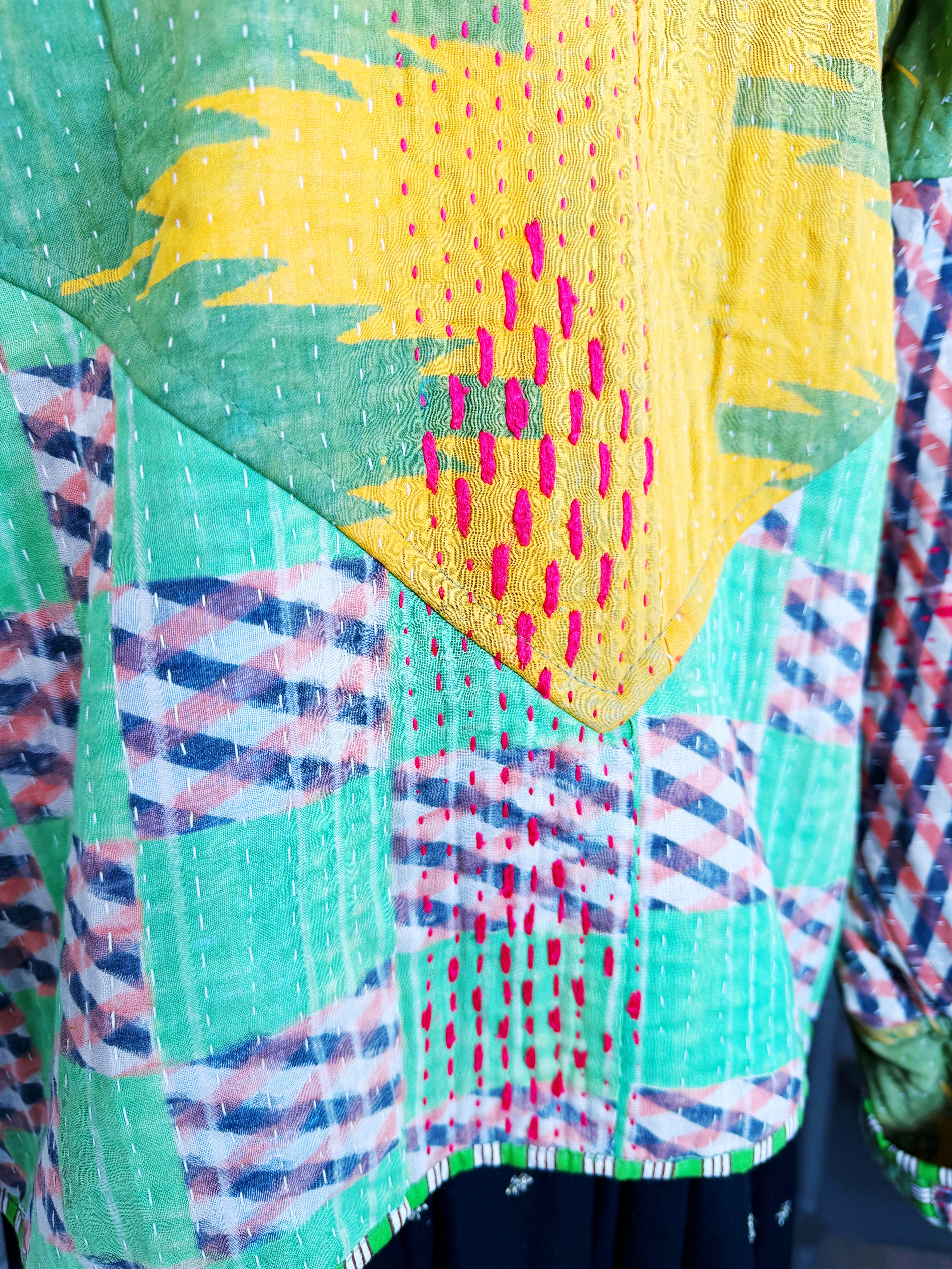 Patchwork Kantha Jacket – Quilted Reversible Blanket Coat