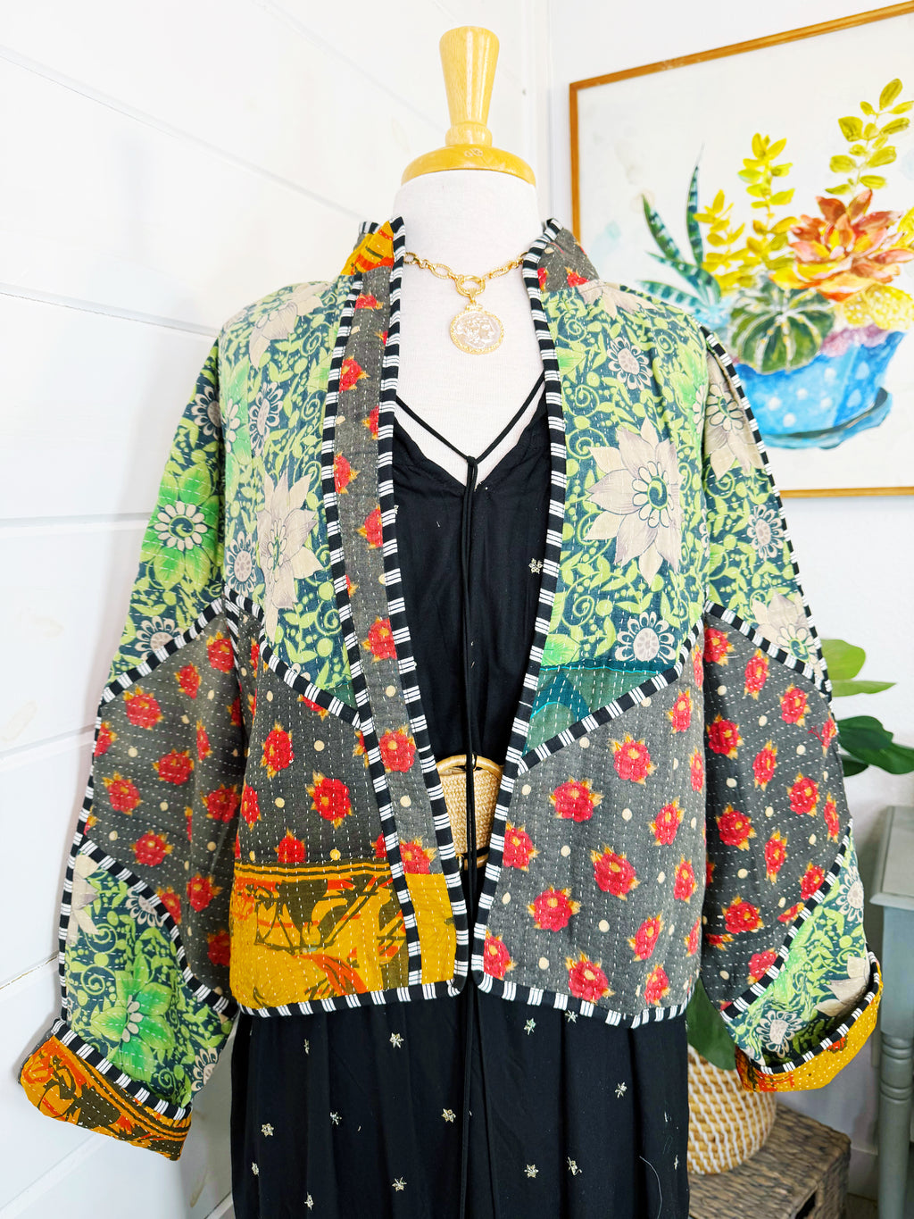 Patchwork Kantha Jacket – Quilted Reversible Blanket Coat