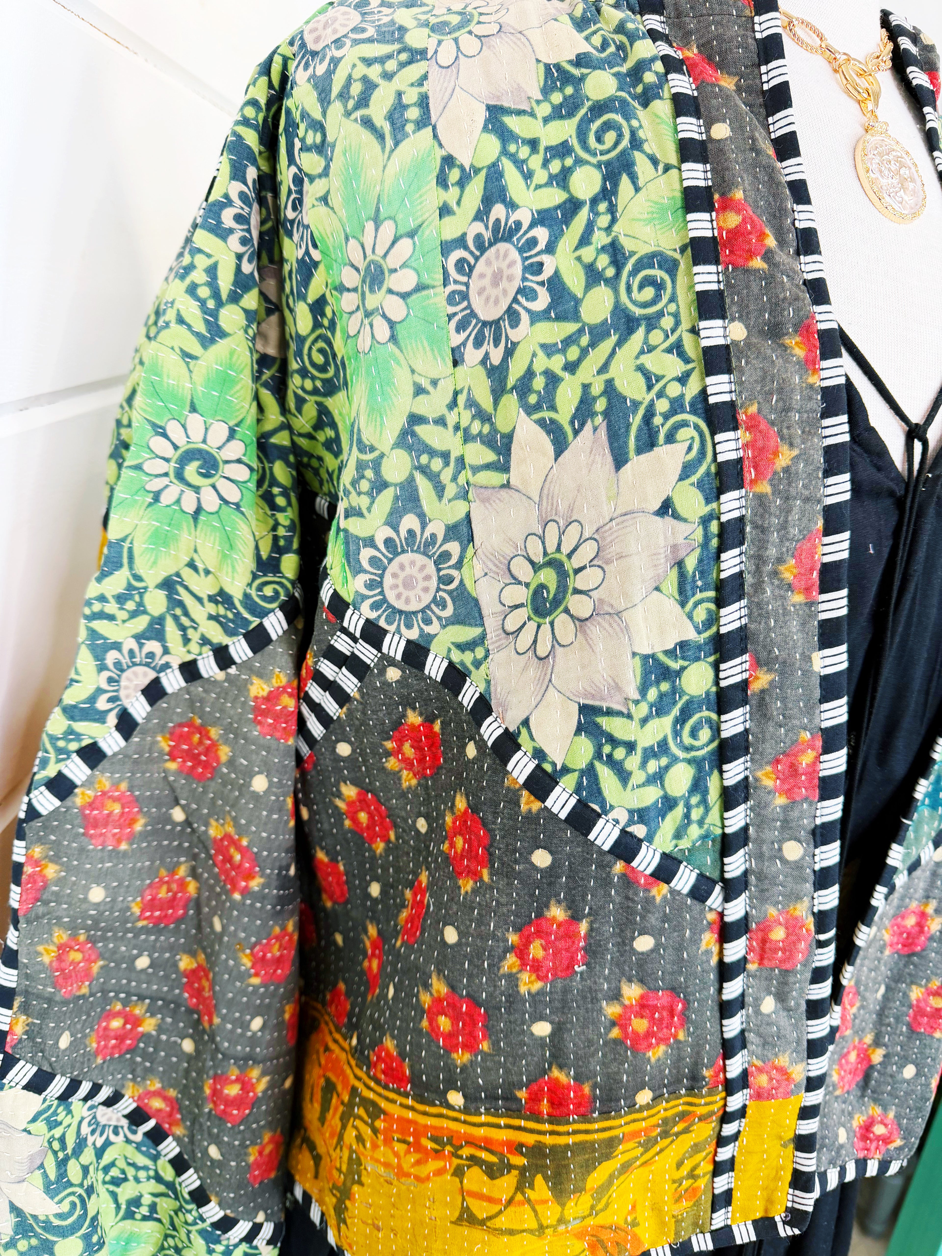 Patchwork Kantha Jacket – Quilted Reversible Blanket Coat