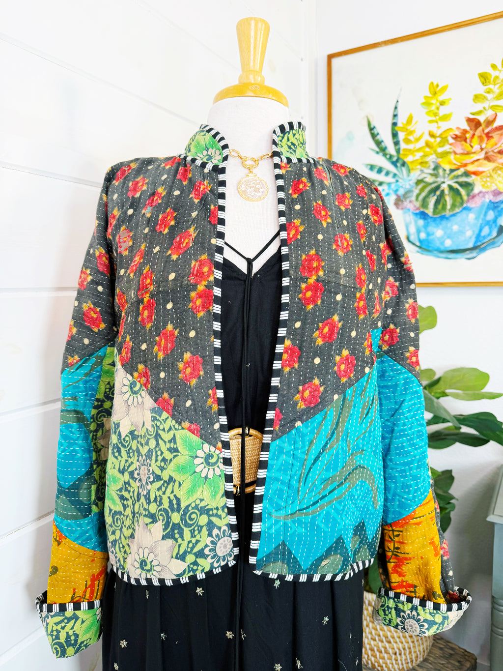 Patchwork Kantha Jacket – Quilted Reversible Blanket Coat