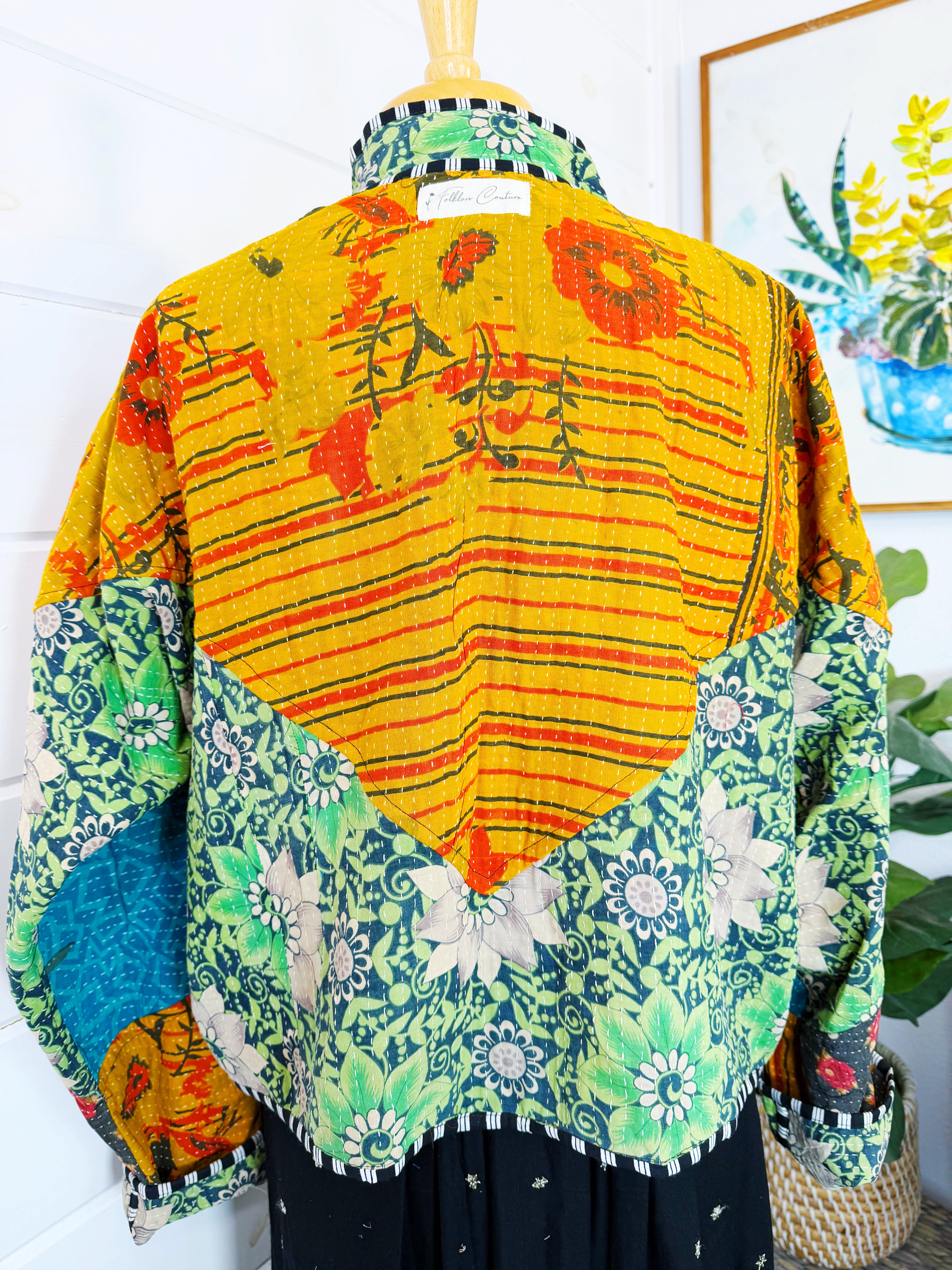 Patchwork Kantha Jacket – Quilted Reversible Blanket Coat