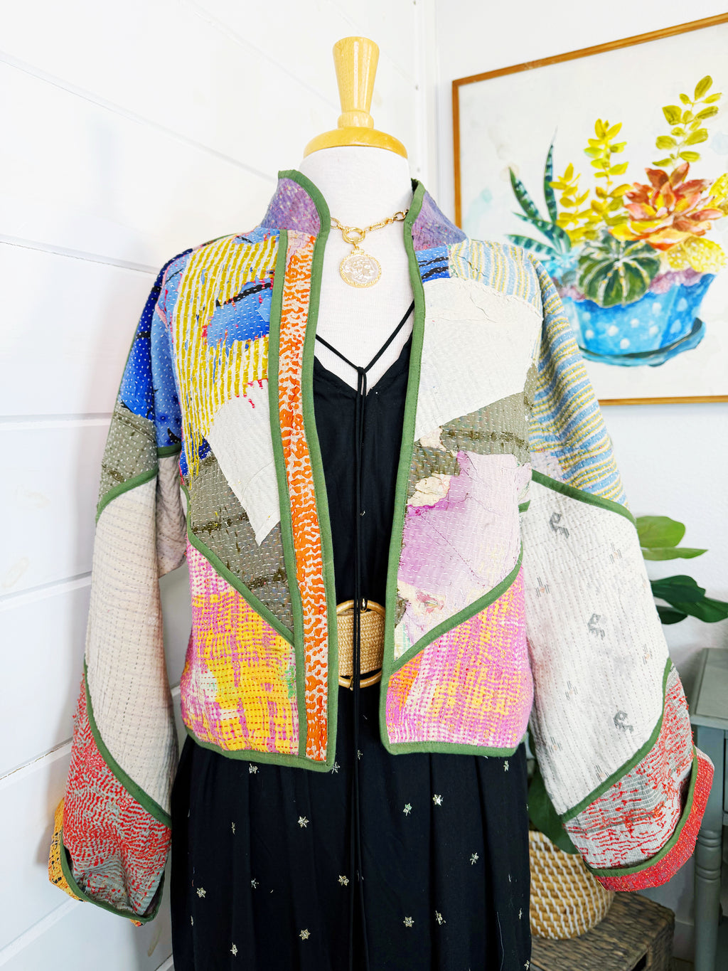 Patchwork Kantha Jacket – Handmade Quilted Blanket Coat