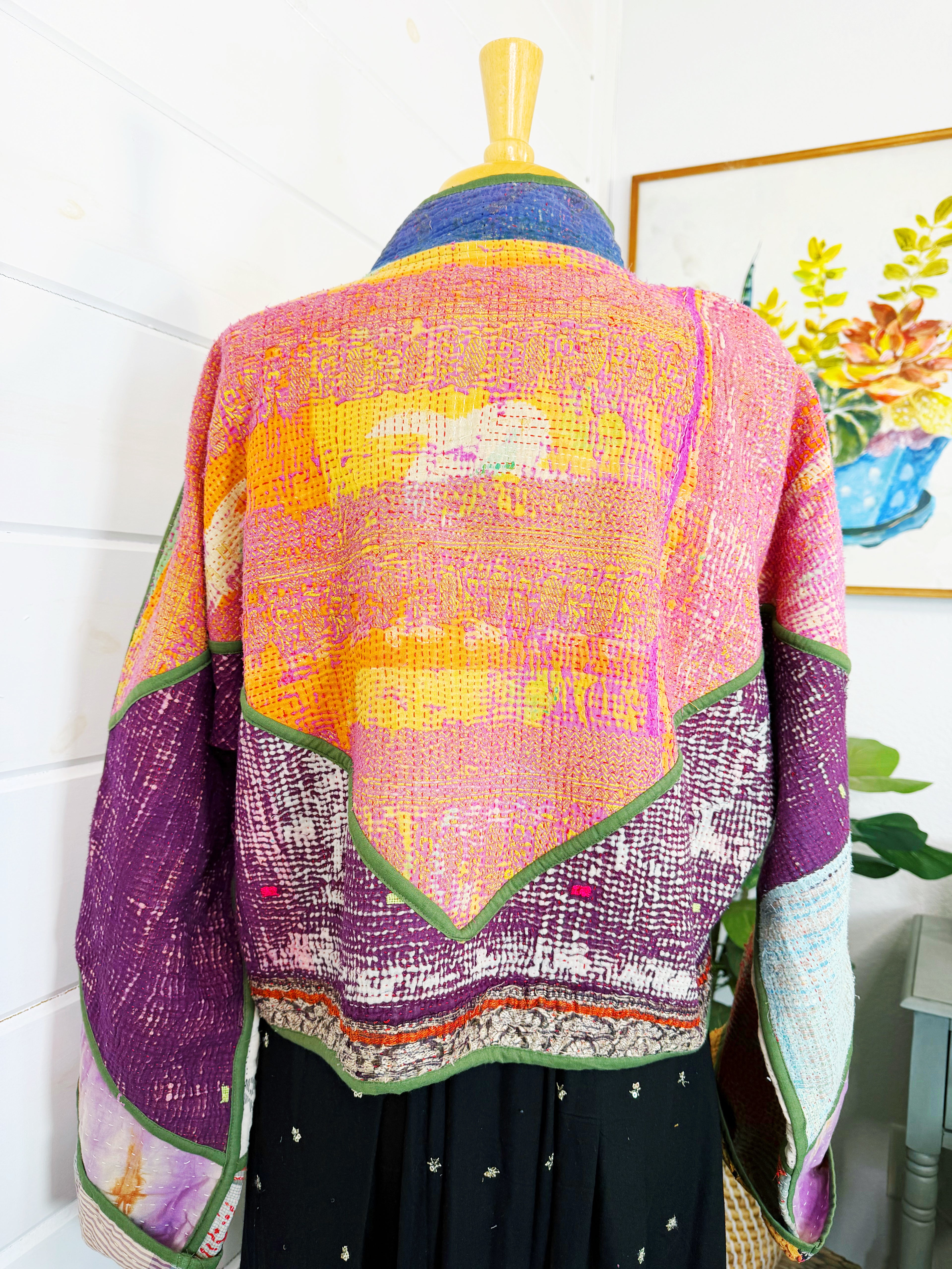 Patchwork Kantha Jacket – Handmade Quilted Blanket Coat