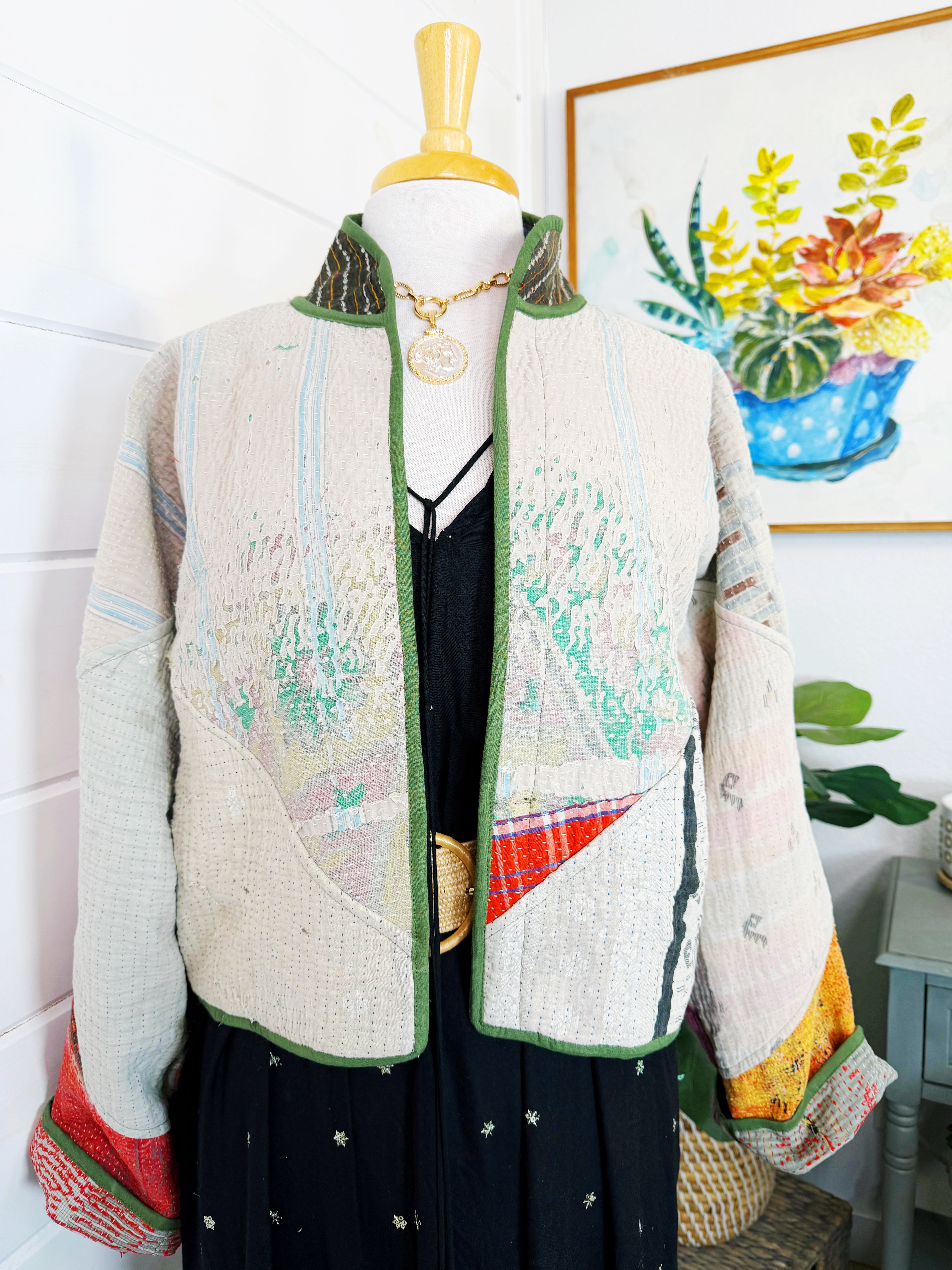 Patchwork Kantha Jacket – Handmade Quilted Blanket Coat