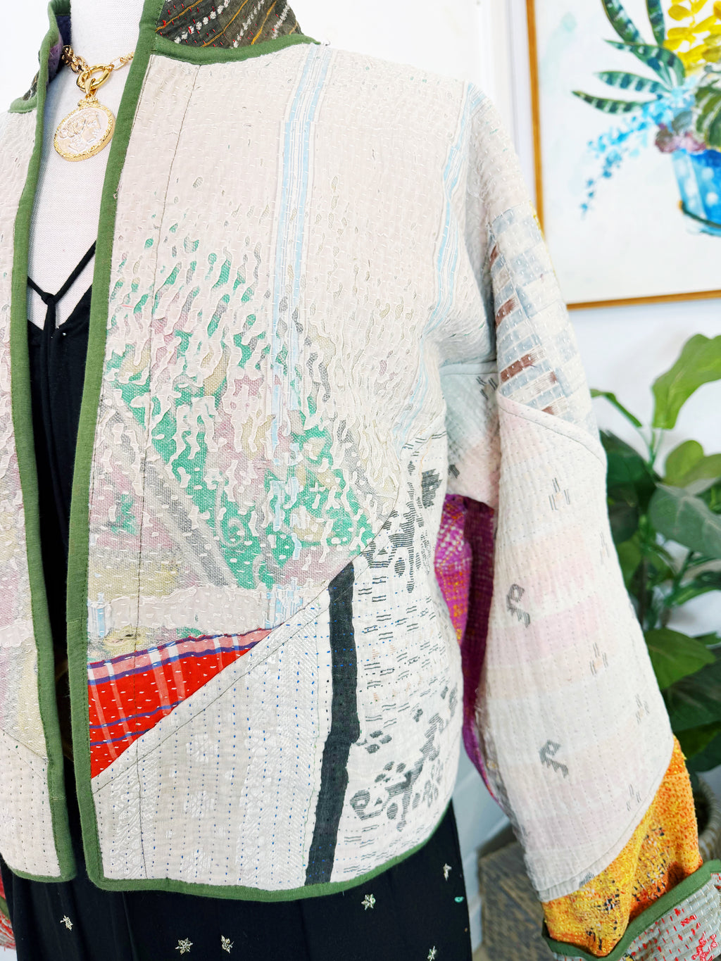 Patchwork Kantha Jacket – Handmade Quilted Blanket Coat