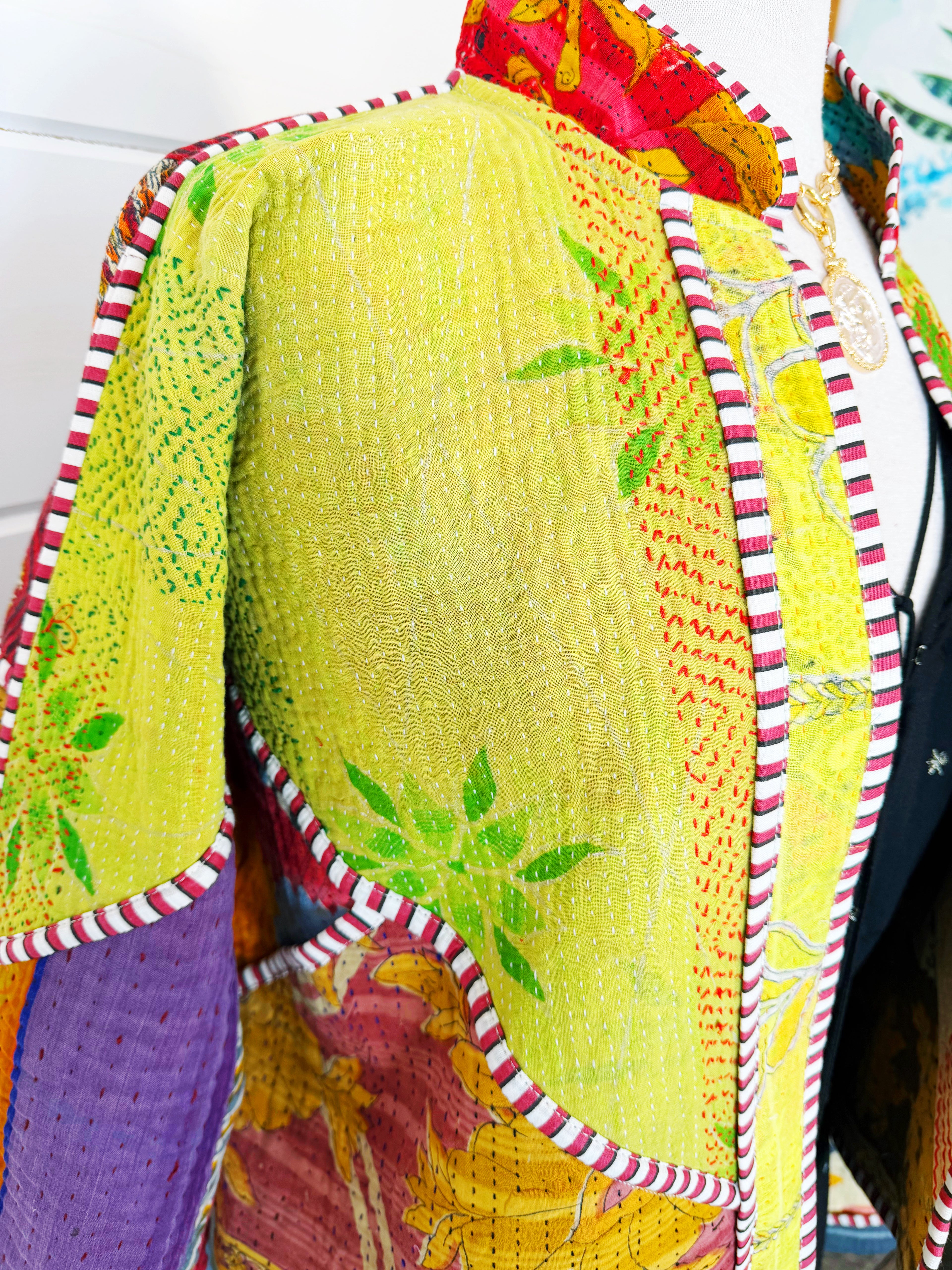 Patchwork Kantha Jacket – Quilted Reversible Blanket Coat