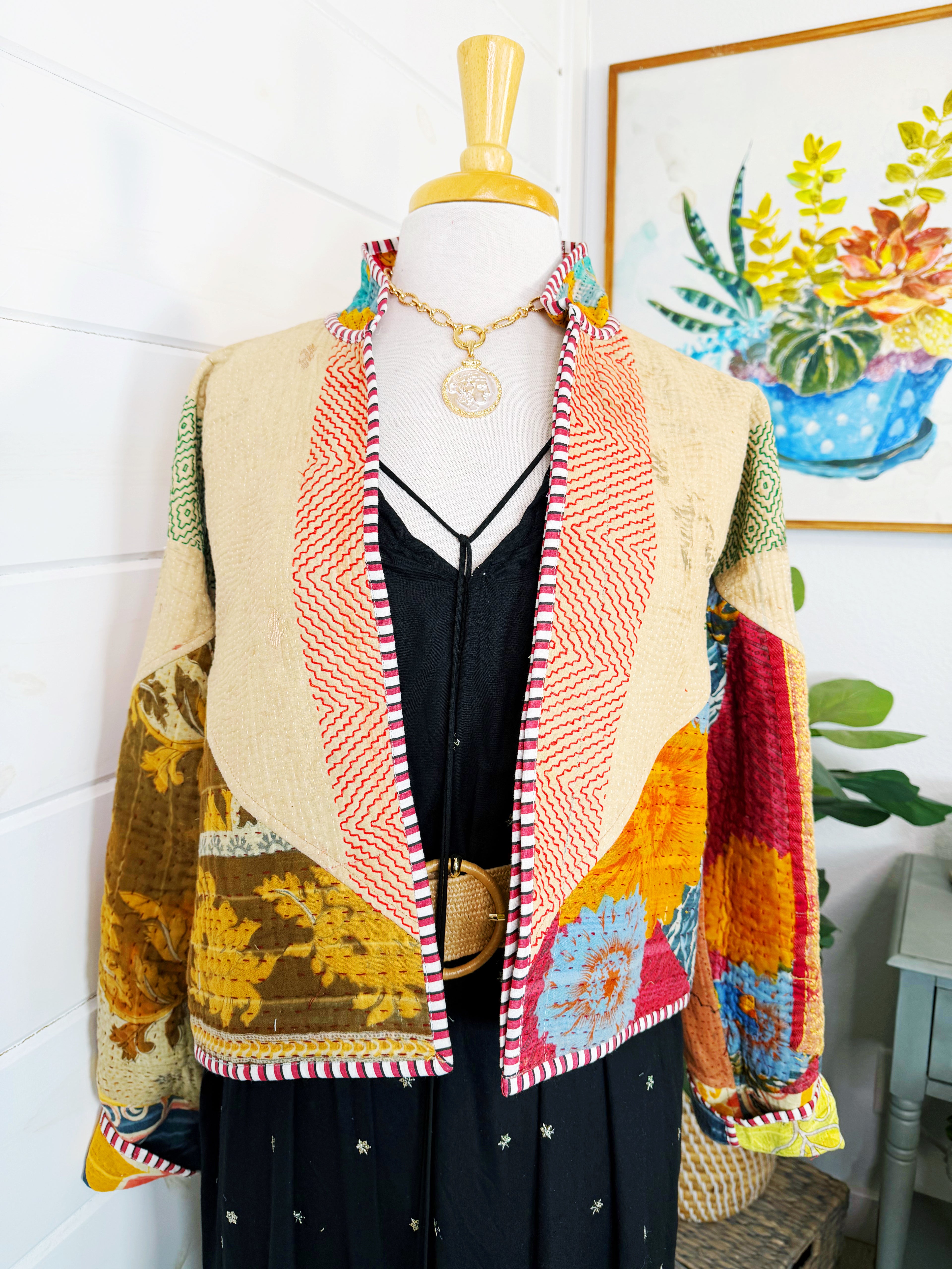 Patchwork Kantha Jacket – Quilted Reversible Blanket Coat