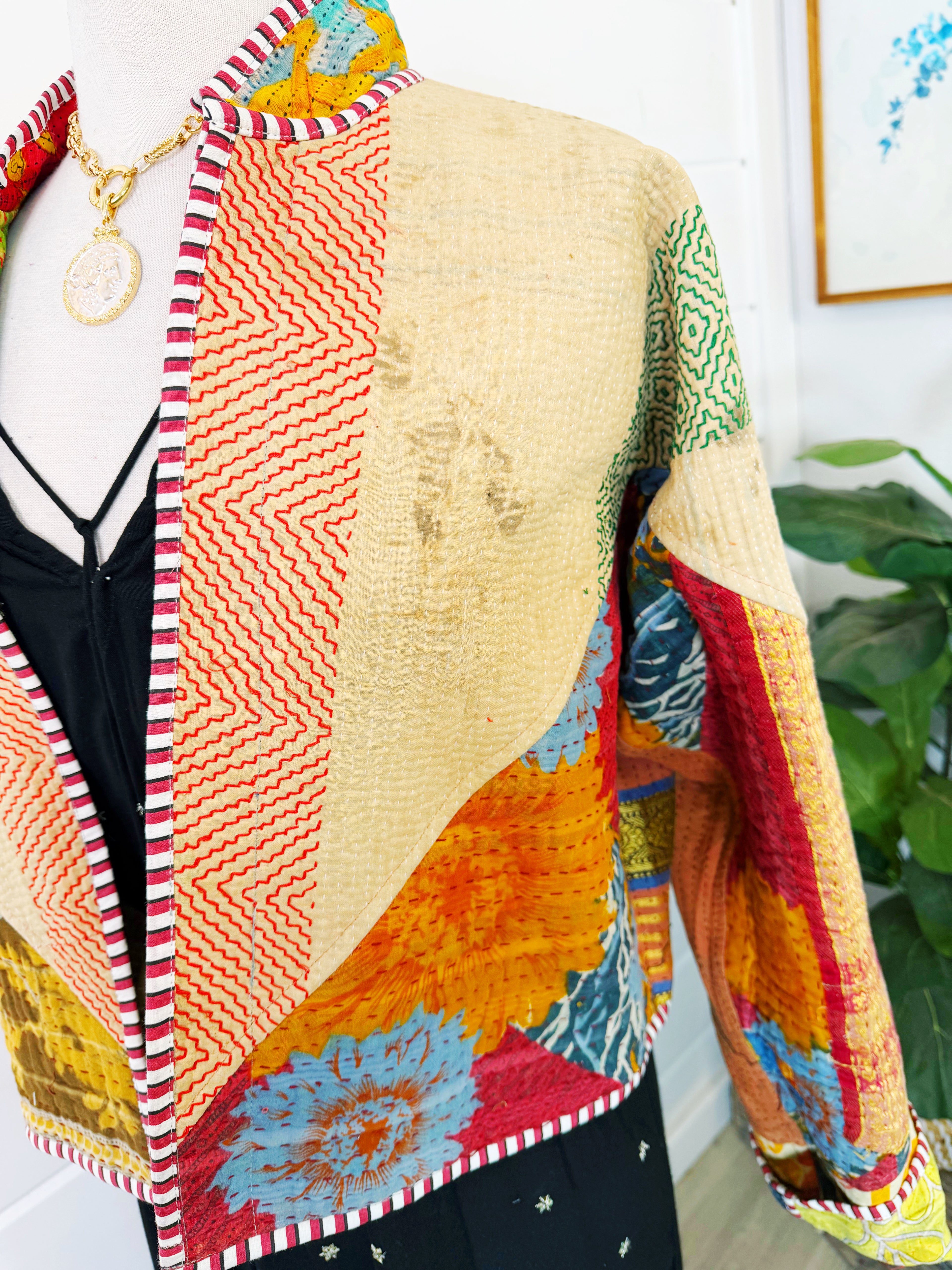 Patchwork Kantha Jacket – Quilted Reversible Blanket Coat