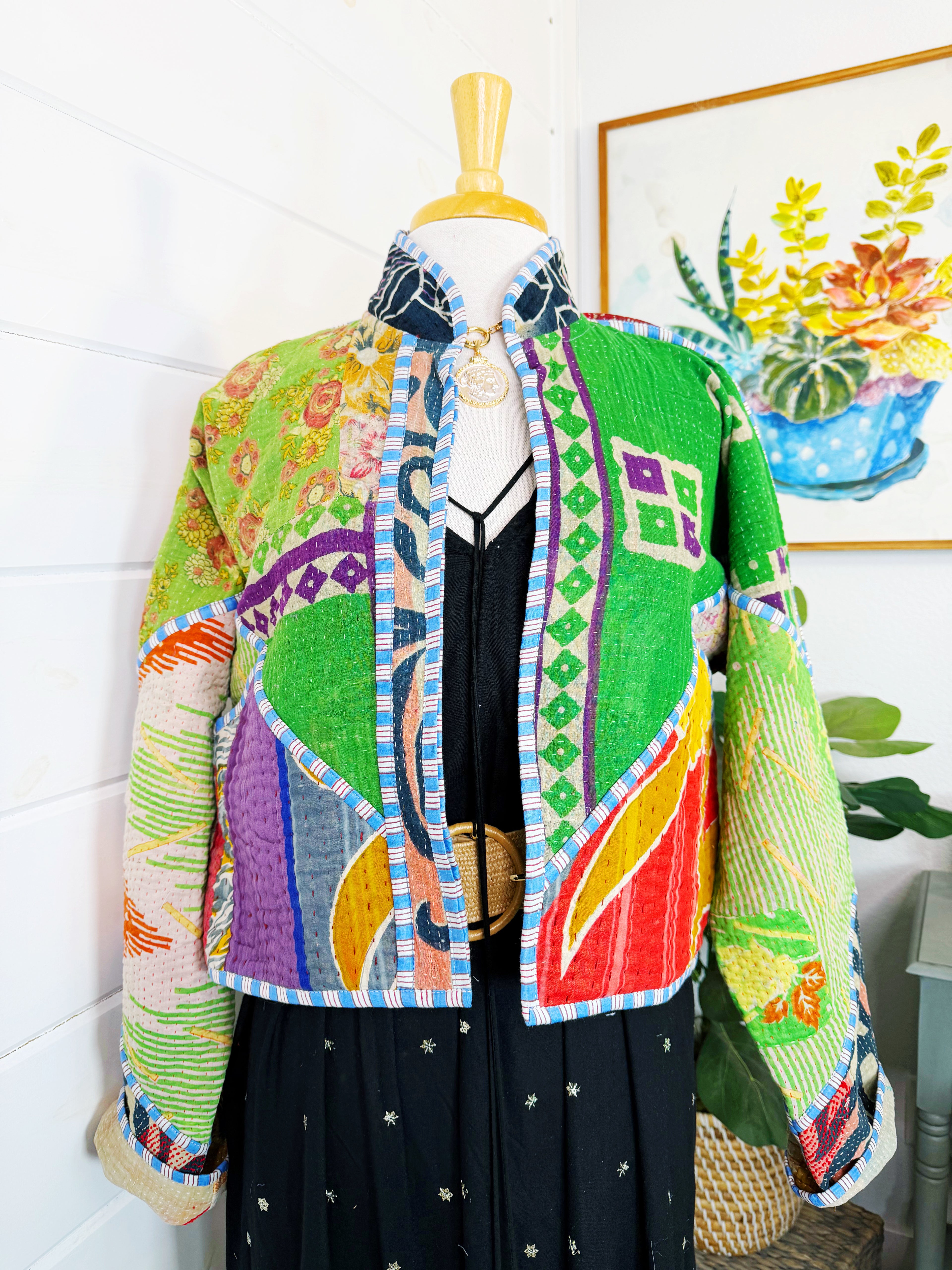 Patchwork Kantha Jacket – Quilted Reversible Blanket Coat
