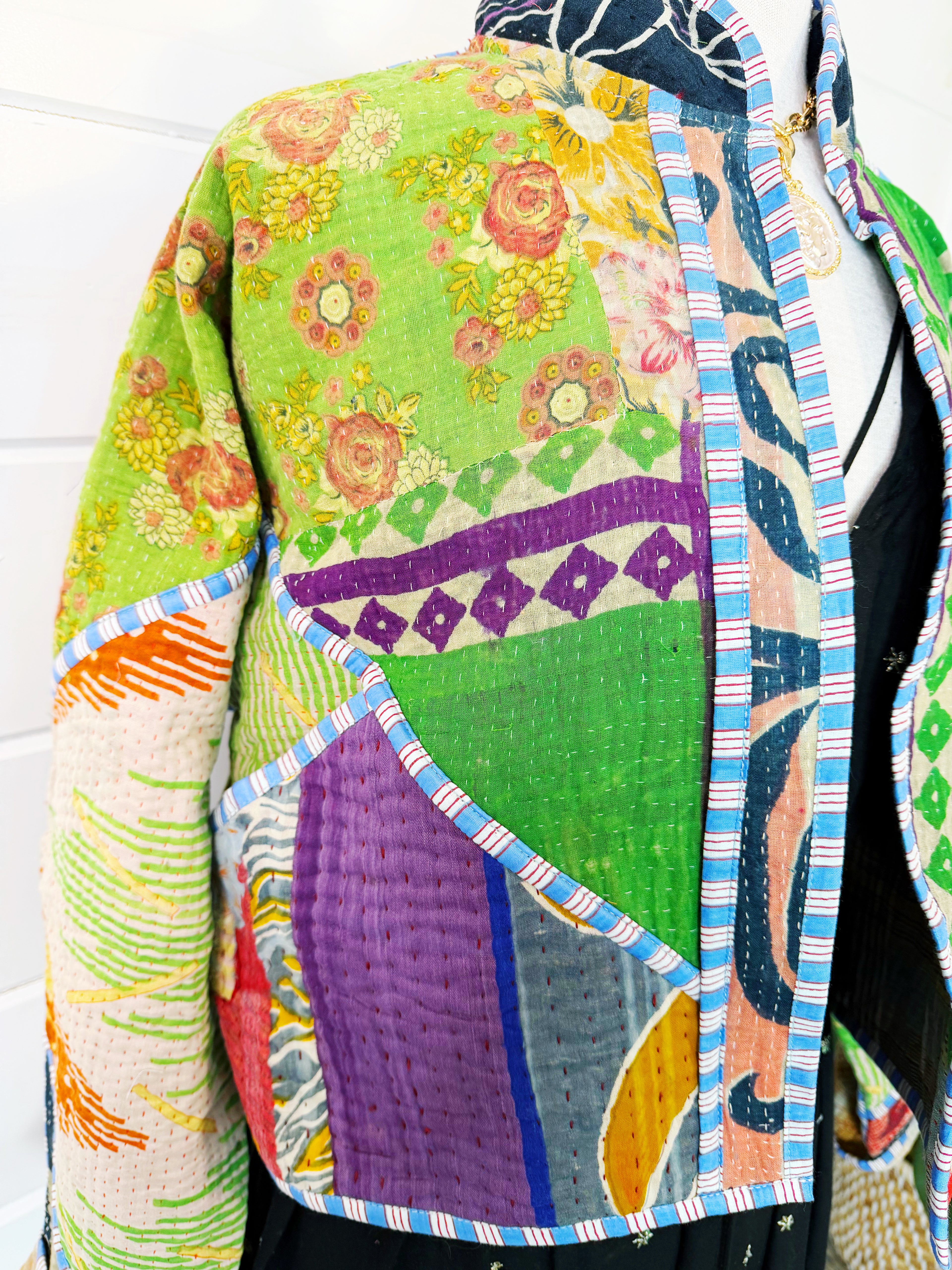 Patchwork Kantha Jacket – Quilted Reversible Blanket Coat