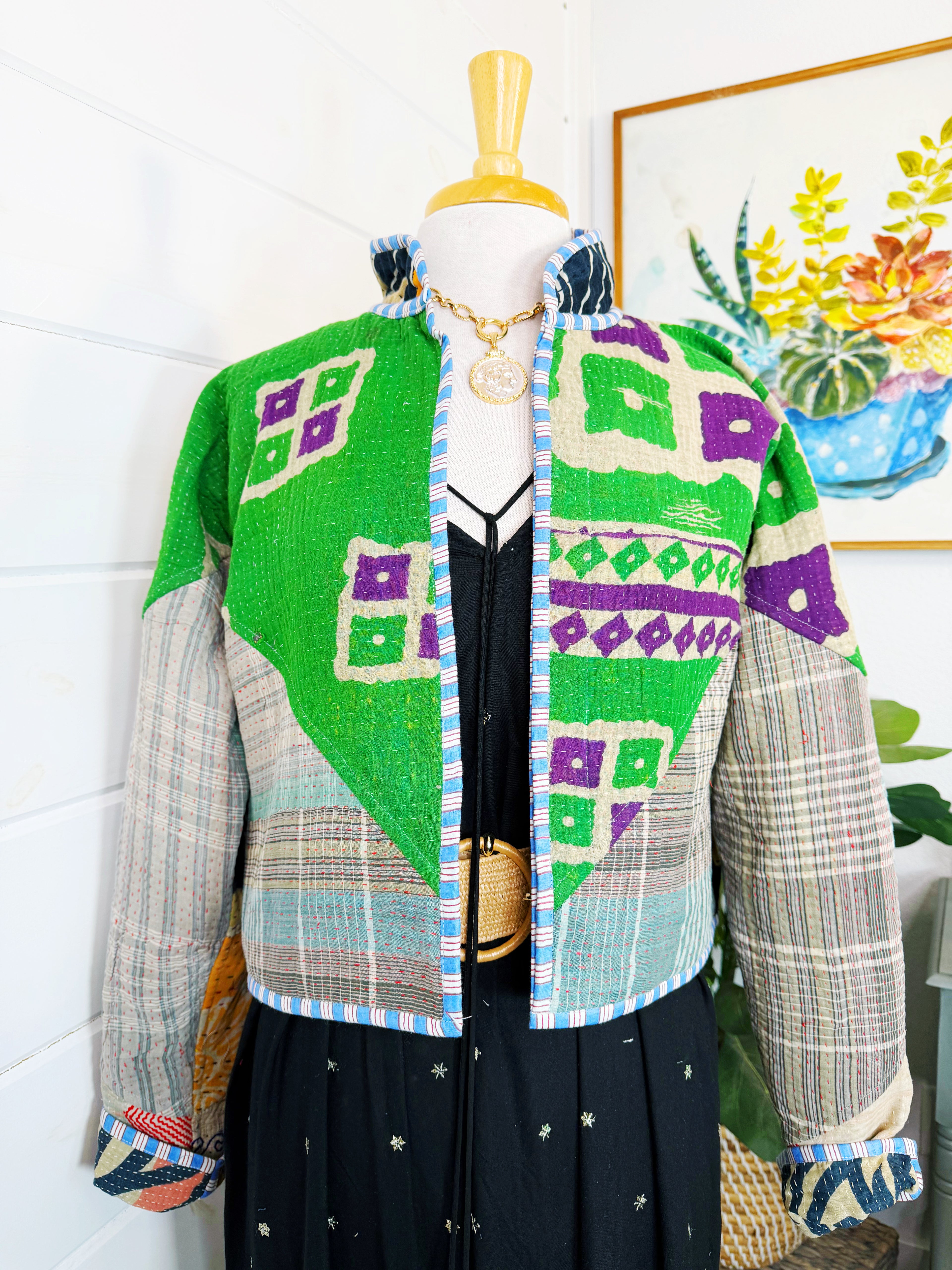 Patchwork Kantha Jacket – Quilted Reversible Blanket Coat