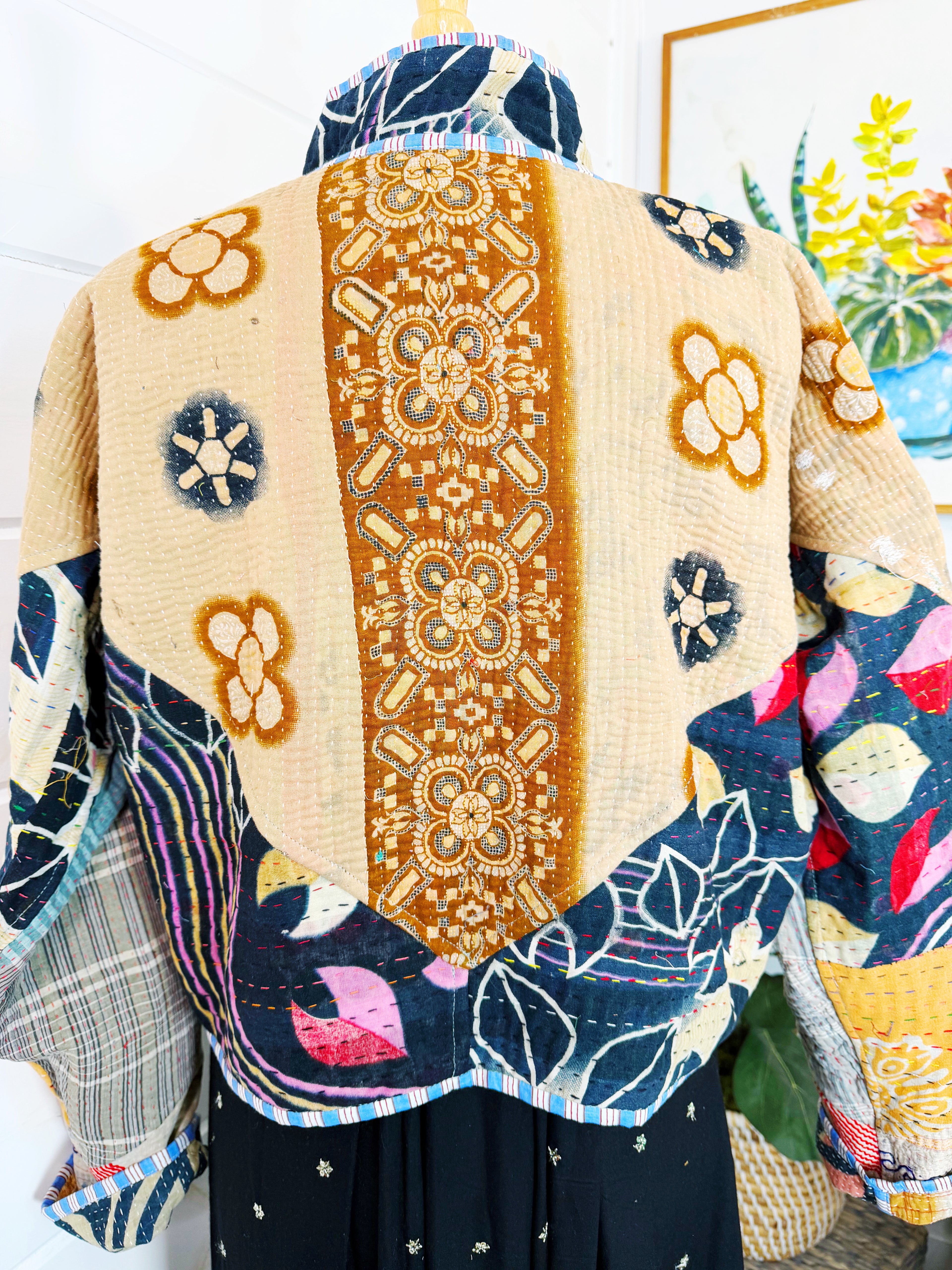 Patchwork Kantha Jacket – Quilted Reversible Blanket Coat