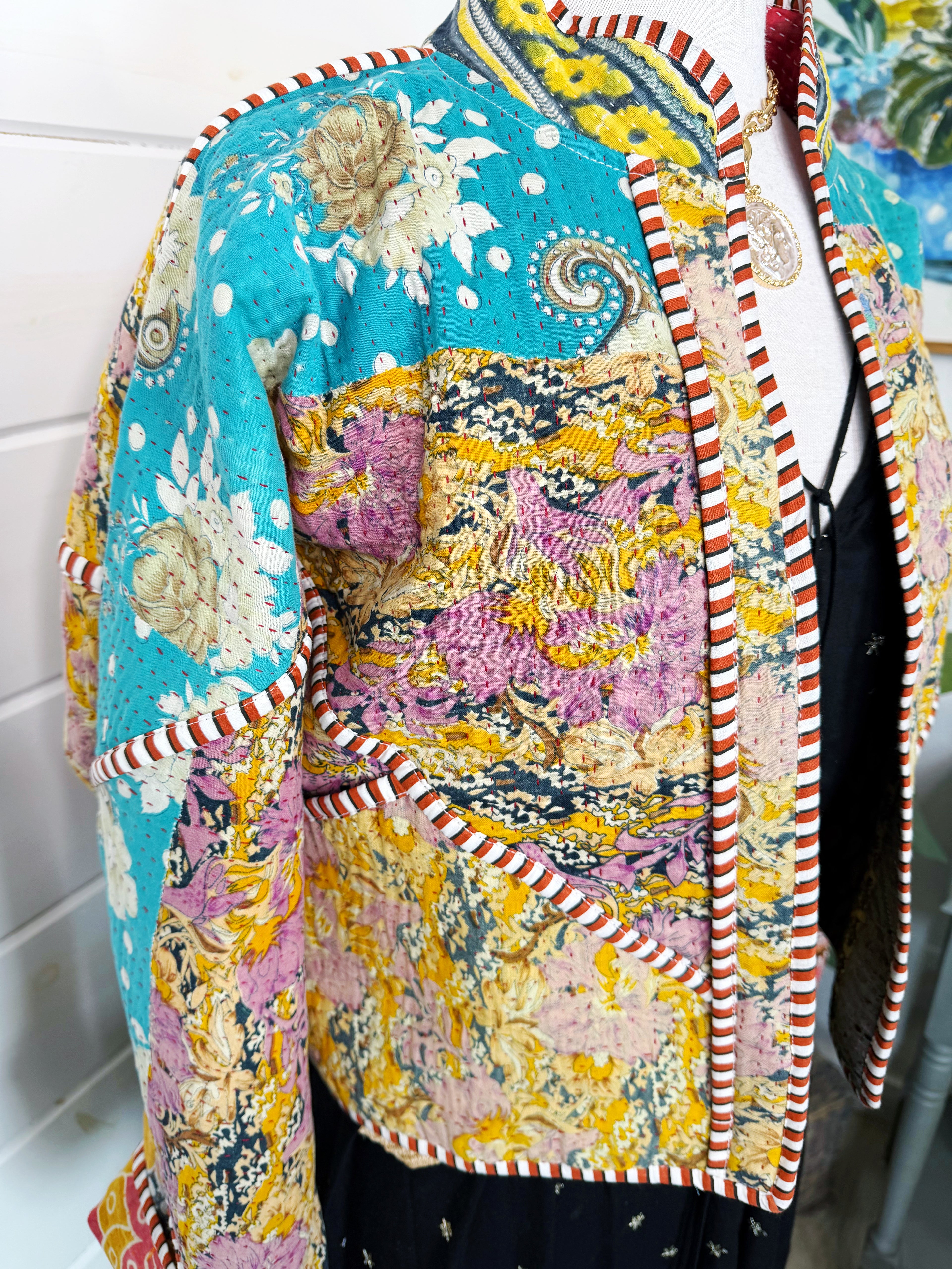 Patchwork Kantha Jacket – Handmade Quilted & Reversible Blanket Coat