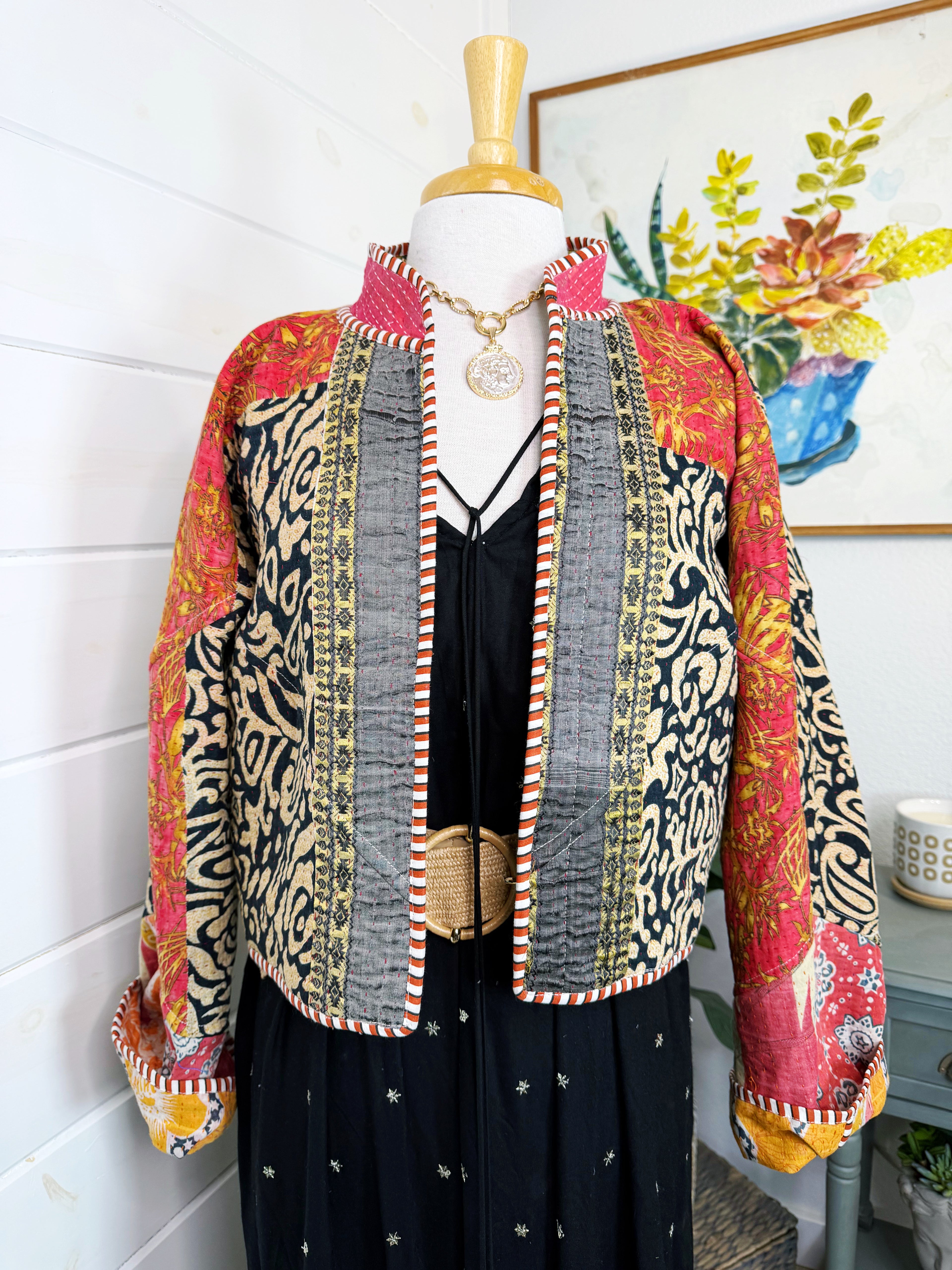Patchwork Kantha Jacket – Handmade Quilted & Reversible Blanket Coat