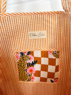 Gold Checkered Jaguar Print Quilted Cotton Tote Bag