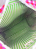 Quilted Overnight Bag - Pink Green Checkered Tiger Print
