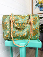 Quilted Weekender Duffle Overnight Bag - Jade Celestial Tiger Print