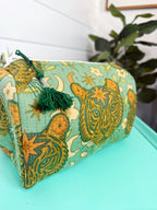 Quilted Makeup Cosmetics Toiletry Bag - Jade Celestial Tiger