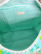 Aqua Tropical Southern Town Print Quilted Weekender Overnight Bag