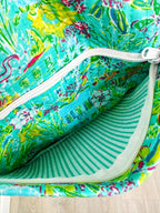 Aqua Tropical Southern Town Print Quilted Weekender Overnight Bag