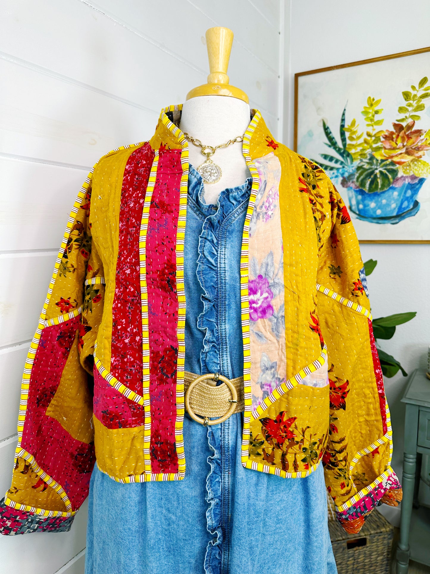Kantha Quilted Bomber Jacket | Blanket Coat | Patchwork Coat