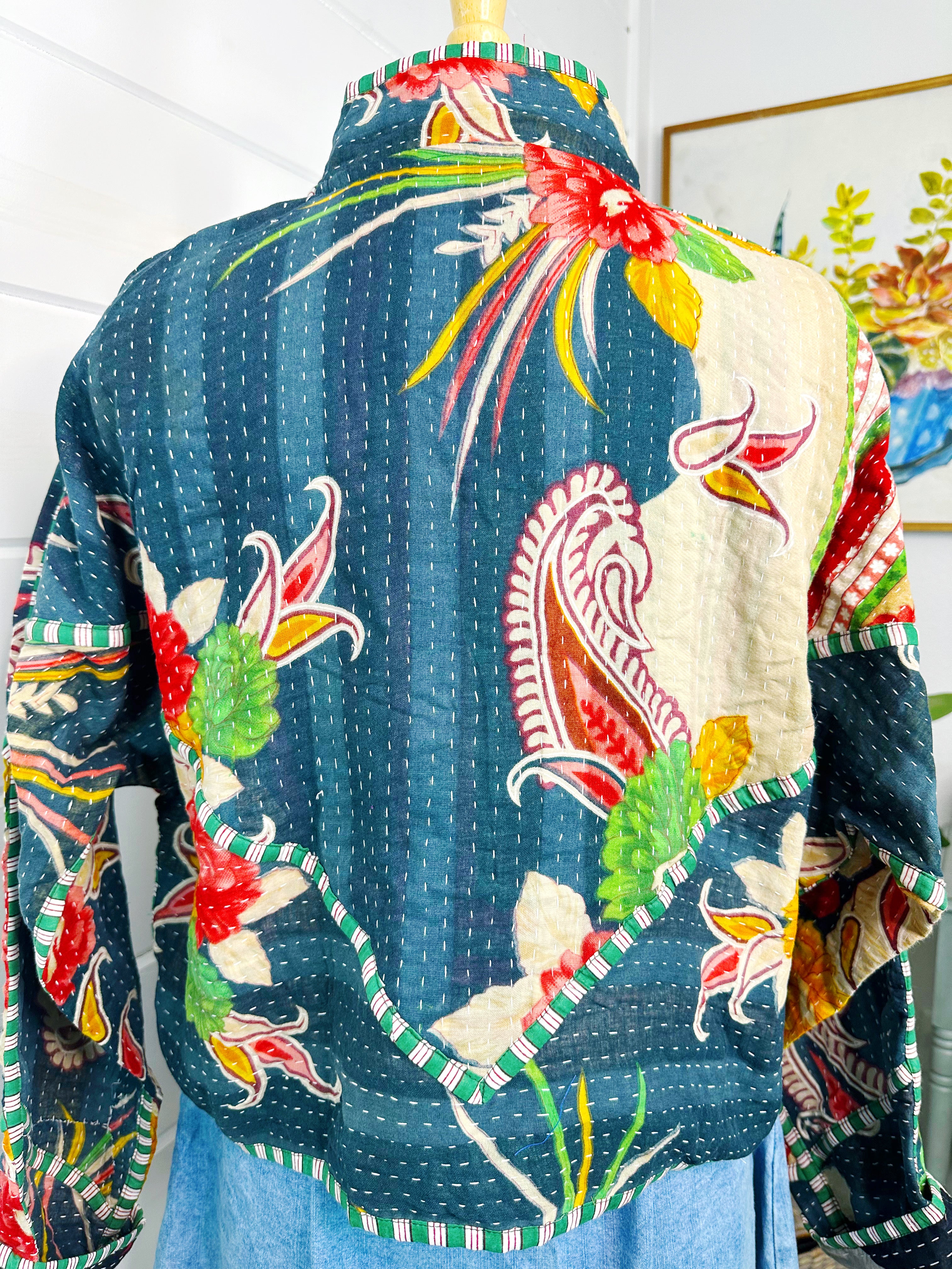 Kantha Quilted Bomber Jacket | Blanket Coat | Patchwork Coat