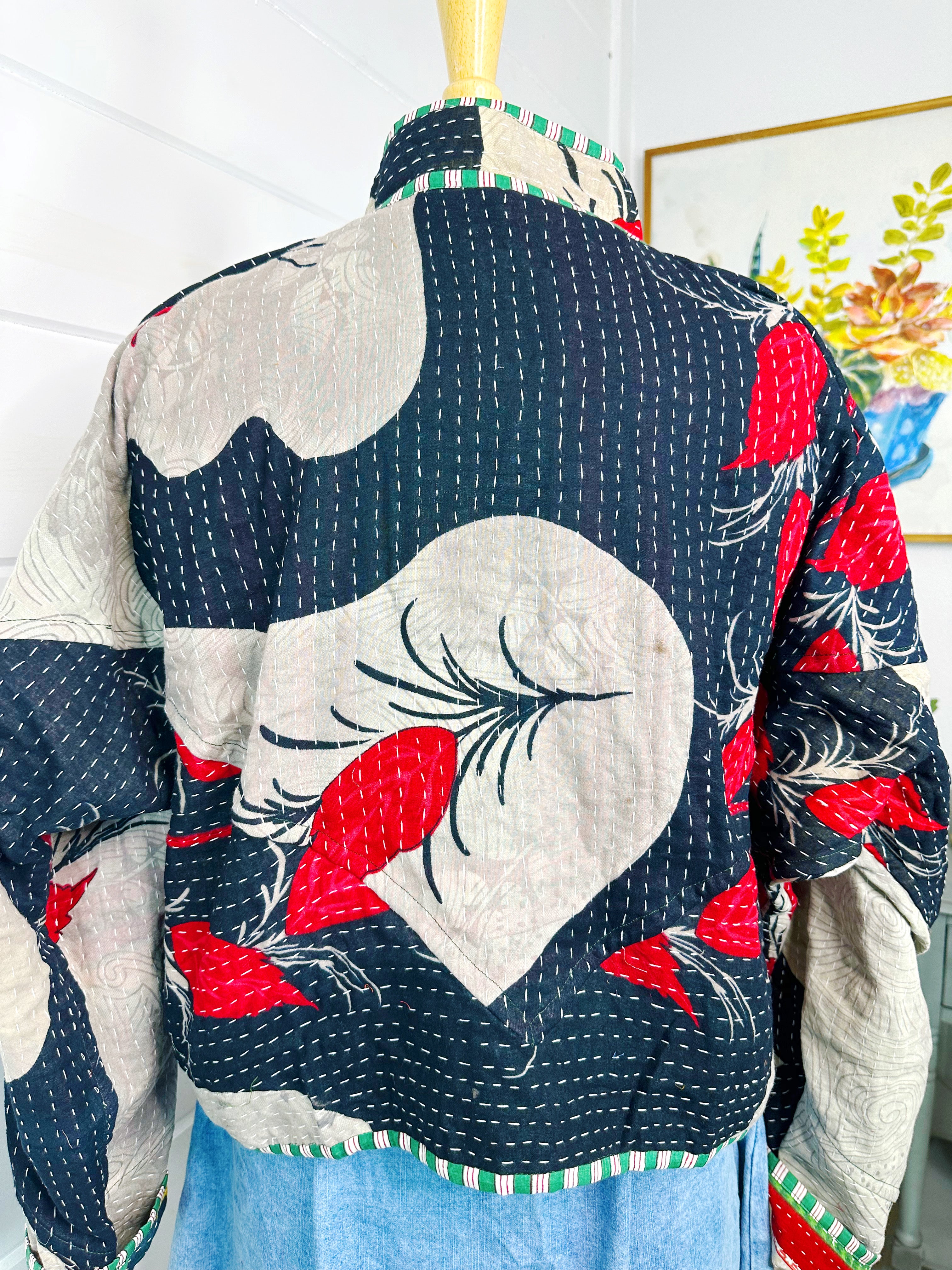 Kantha Quilted Bomber Jacket | Blanket Coat | Patchwork Coat