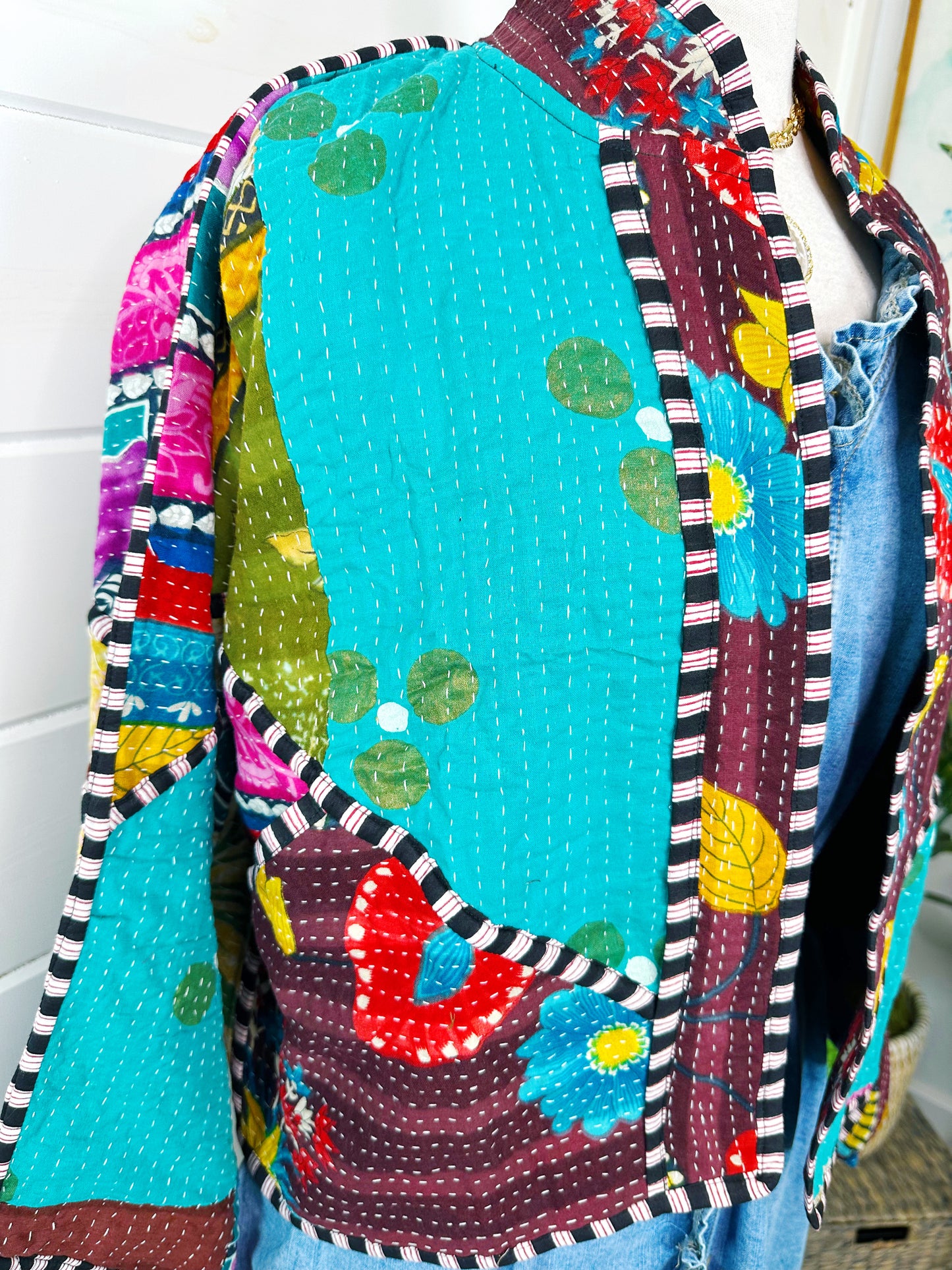 Kantha Quilted Bomber Jacket | Blanket Coat | Patchwork Coat
