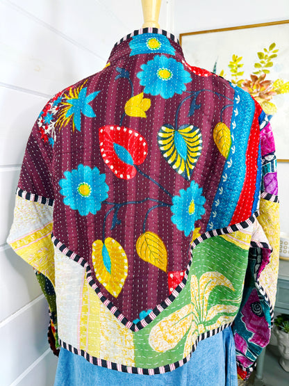 Kantha Quilted Bomber Jacket | Blanket Coat | Patchwork Coat