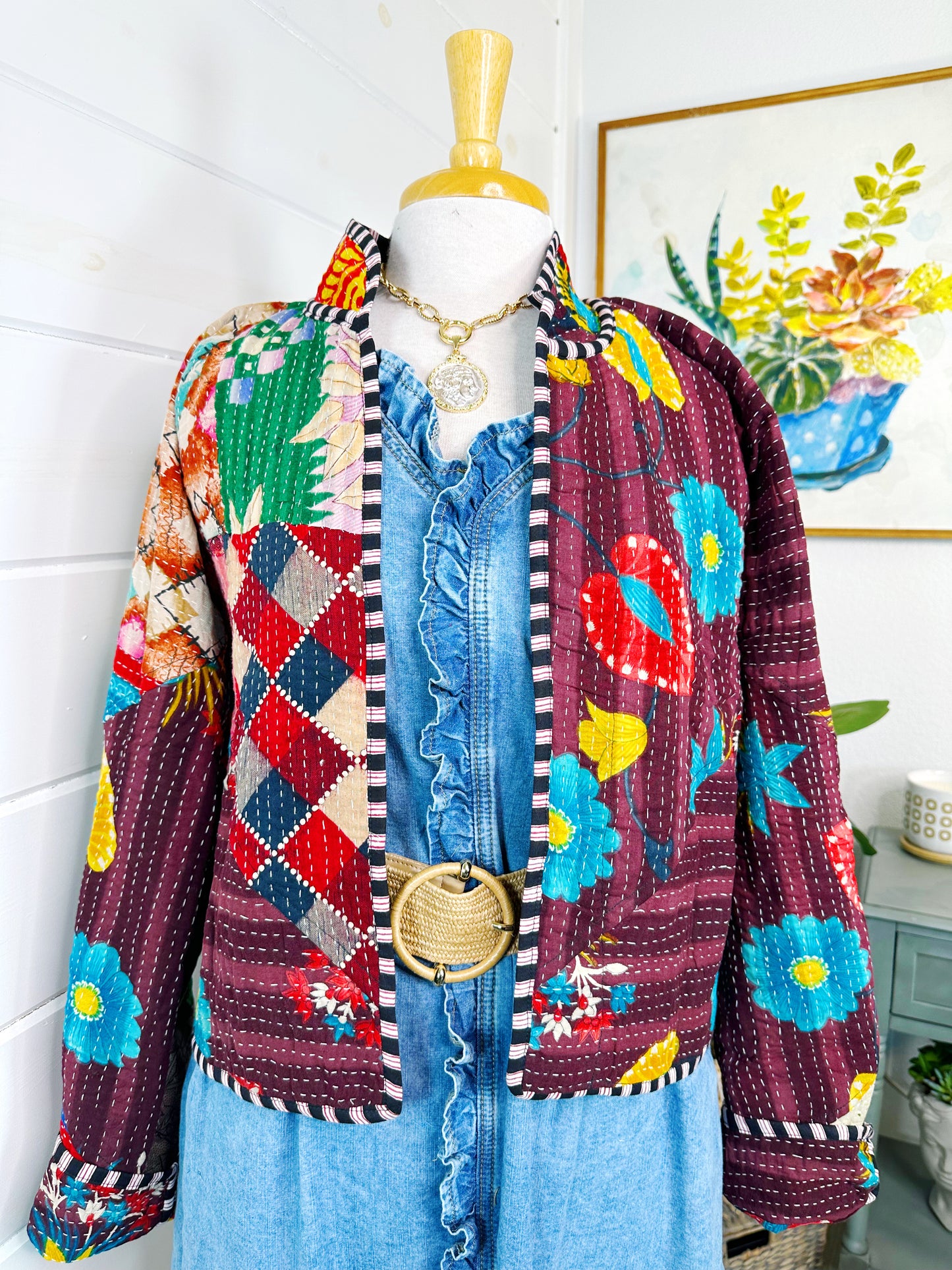 Kantha Quilted Bomber Jacket | Blanket Coat | Patchwork Coat