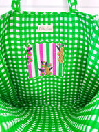Pink and Green Jaguar Print Quilted Cotton Tote Bag