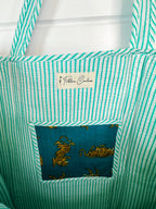 Teal Tiger Print Quilted Cotton Tote Bag