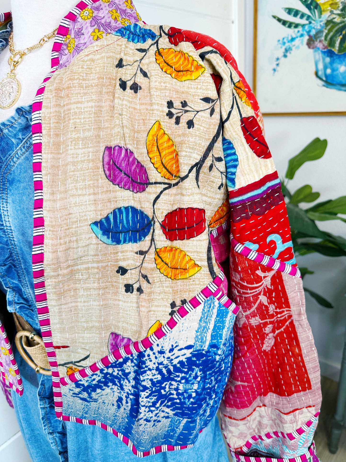 Kantha Quilted Bomber Jacket | Blanket Coat | Patchwork Coat