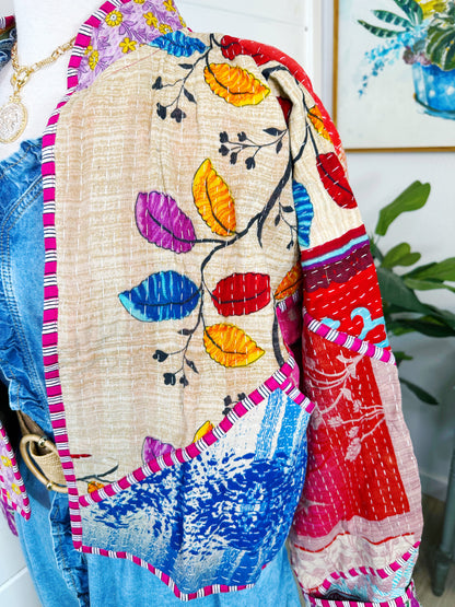 Kantha Quilted Bomber Jacket | Blanket Coat | Patchwork Coat