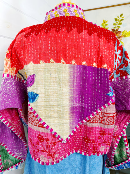 Kantha Quilted Bomber Jacket | Blanket Coat | Patchwork Coat