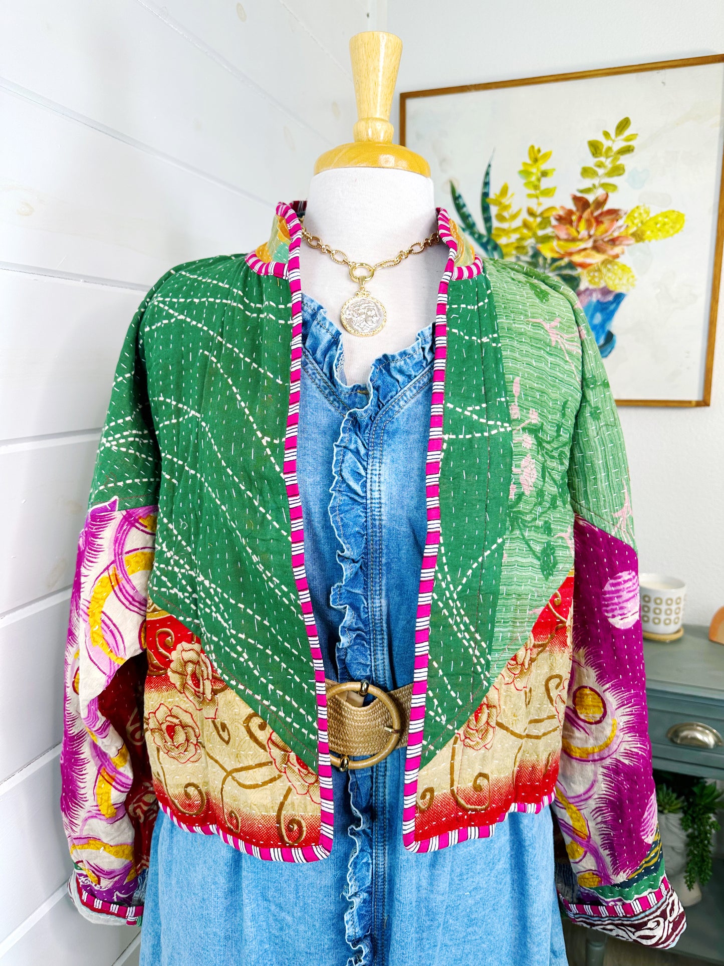 Kantha Quilted Bomber Jacket | Blanket Coat | Patchwork Coat