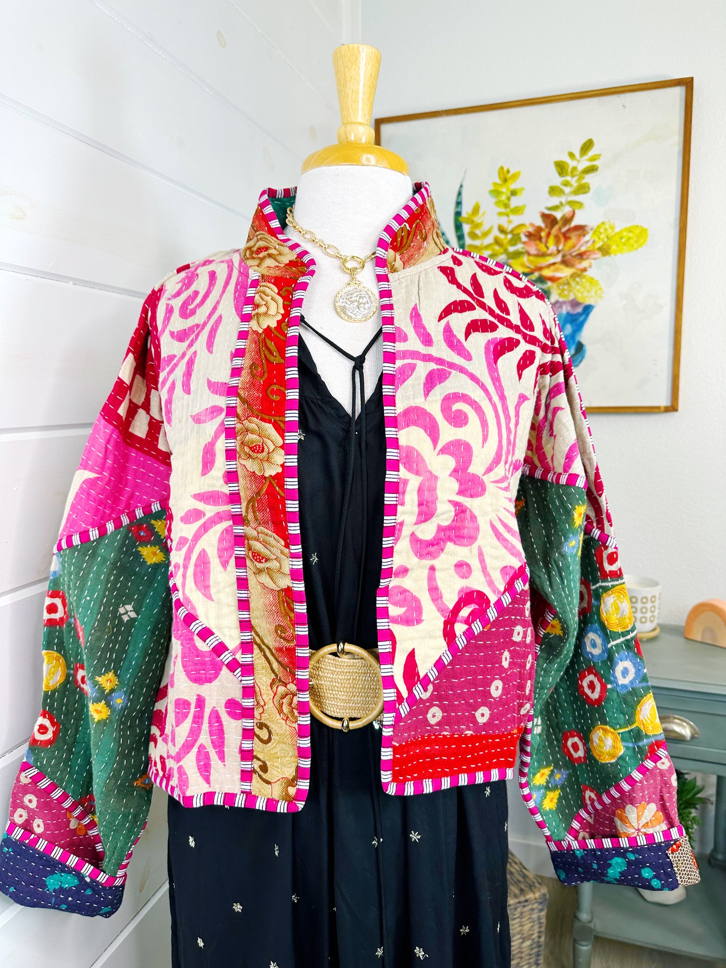 Kantha Quilted Bomber Jacket | Blanket Coat | Patchwork Coat