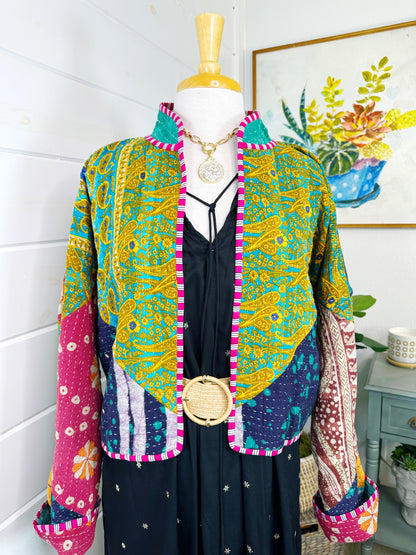 Kantha Quilted Bomber Jacket | Blanket Coat | Patchwork Coat