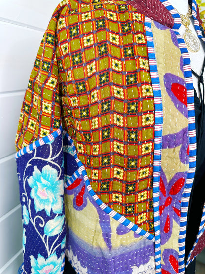 Kantha Quilted Bomber Jacket | Blanket Coat | Patchwork Coat