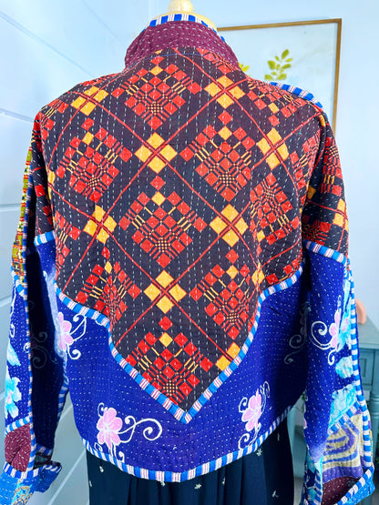 Kantha Quilted Bomber Jacket | Blanket Coat | Patchwork Coat