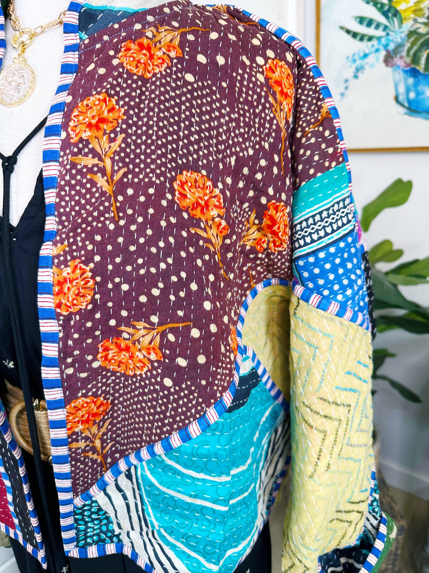 Kantha Quilted Bomber Jacket | Blanket Coat | Patchwork Coat