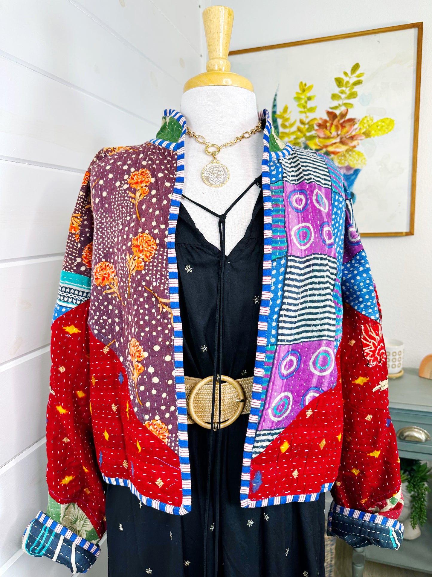 Kantha Quilted Bomber Jacket | Blanket Coat | Patchwork Coat