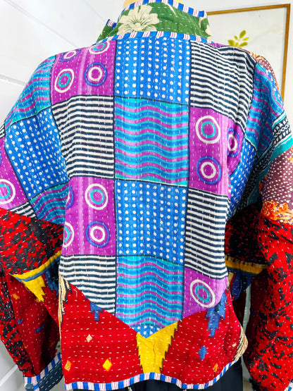Kantha Quilted Bomber Jacket | Blanket Coat | Patchwork Coat